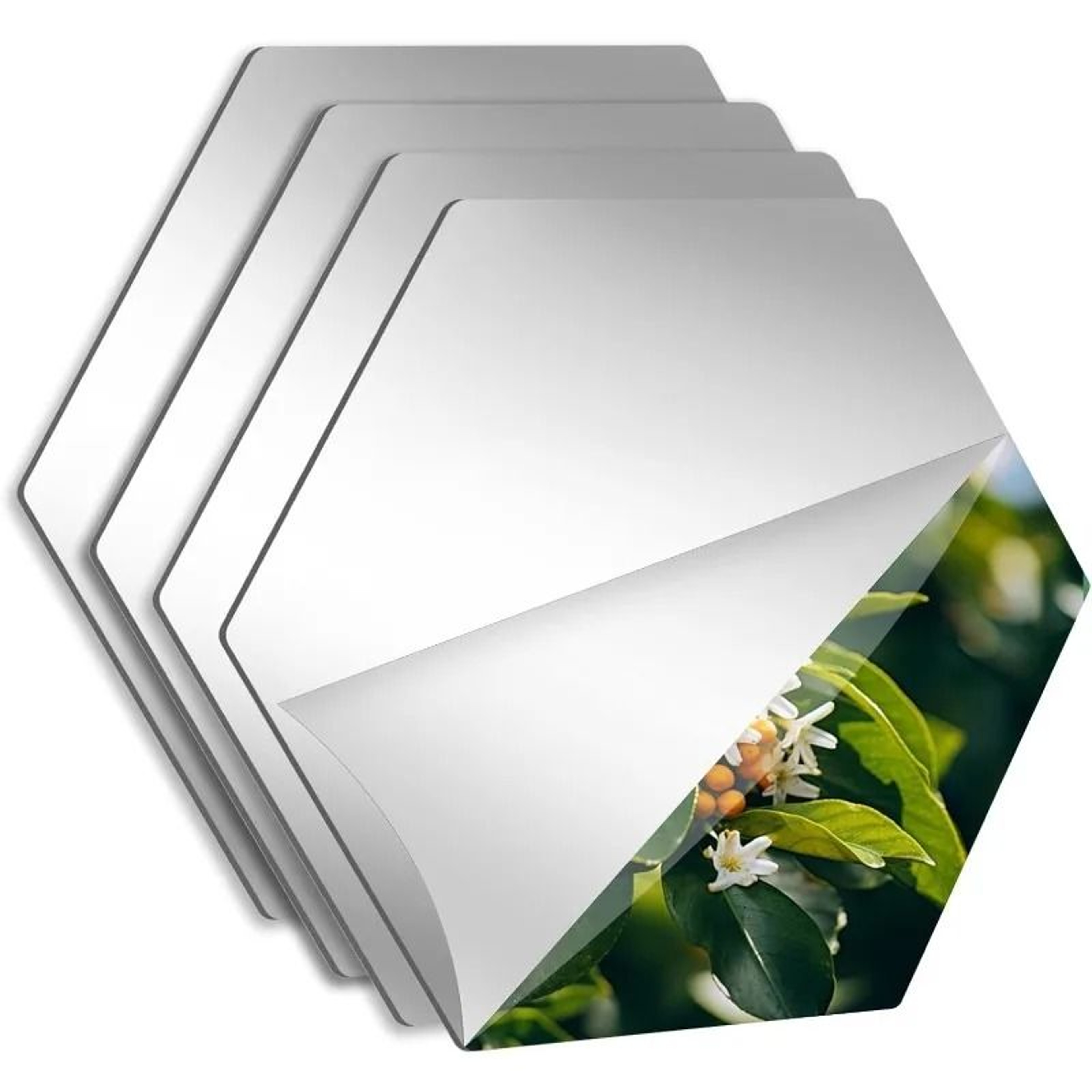 60Piece Hexagonal SelfAdhesive Mirror Wall Decal Set 0