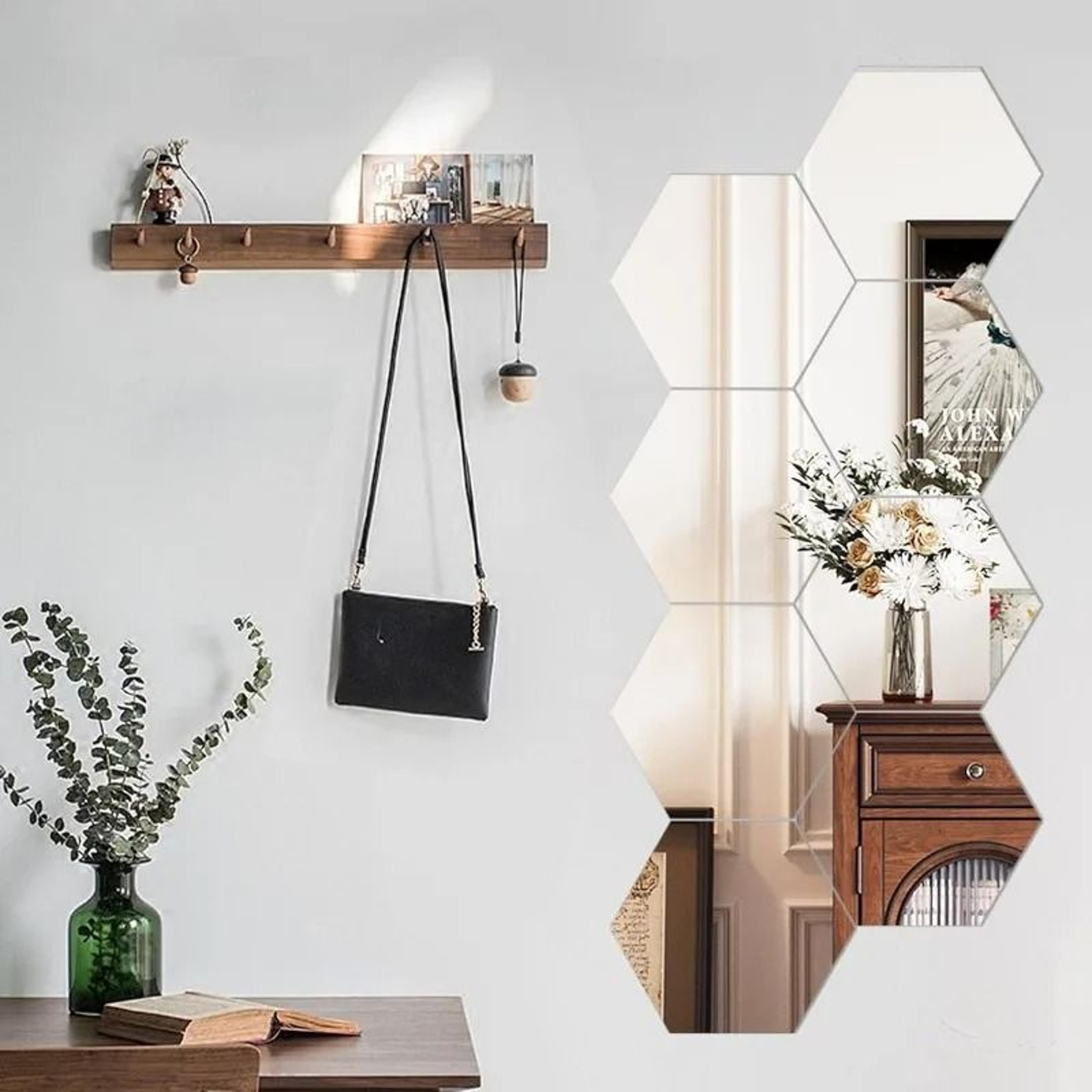 60Piece Hexagonal SelfAdhesive Mirror Wall Decal Set 3