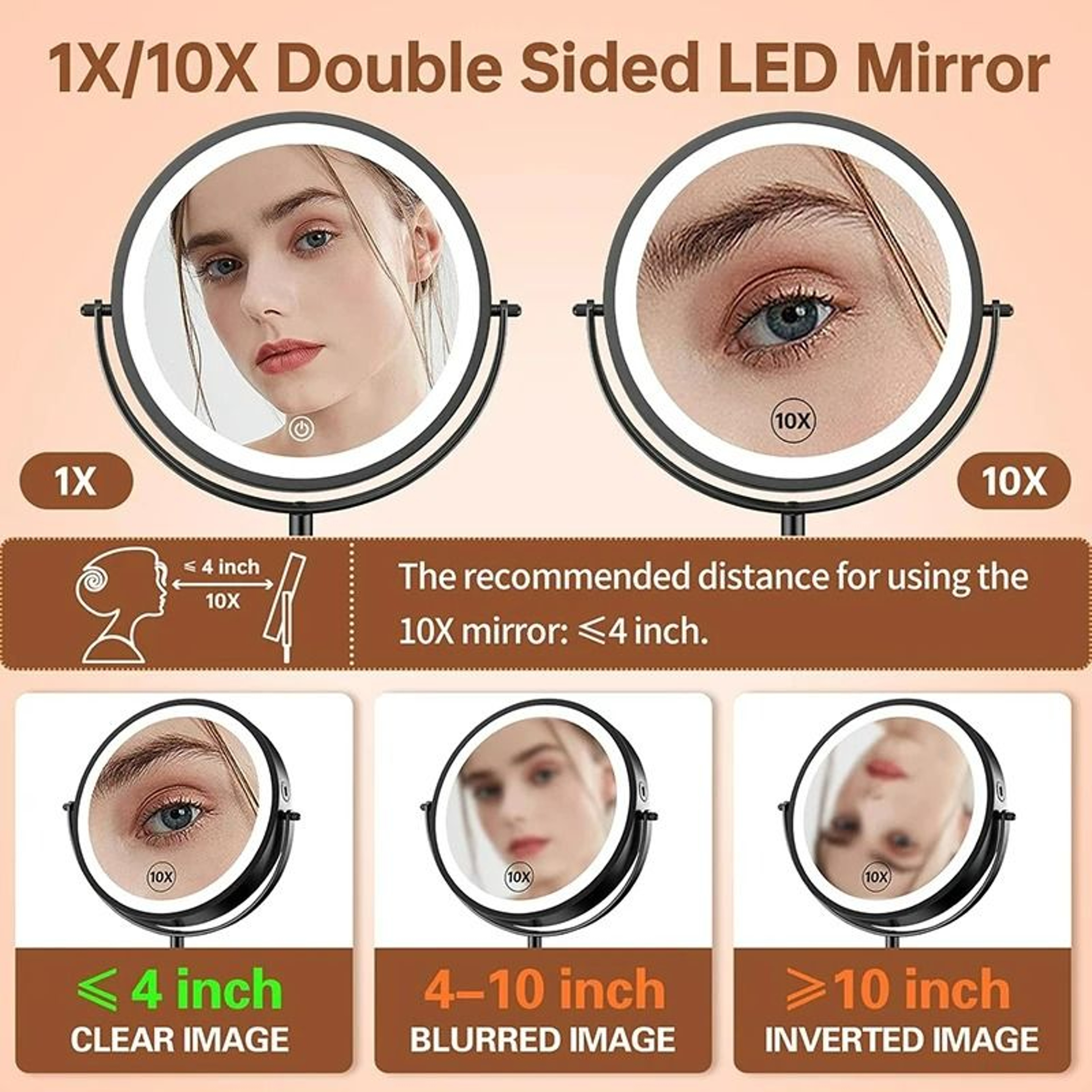 8Inch 10X Magnifying 360Degree Rotating Desktop Vanity Mirror 6