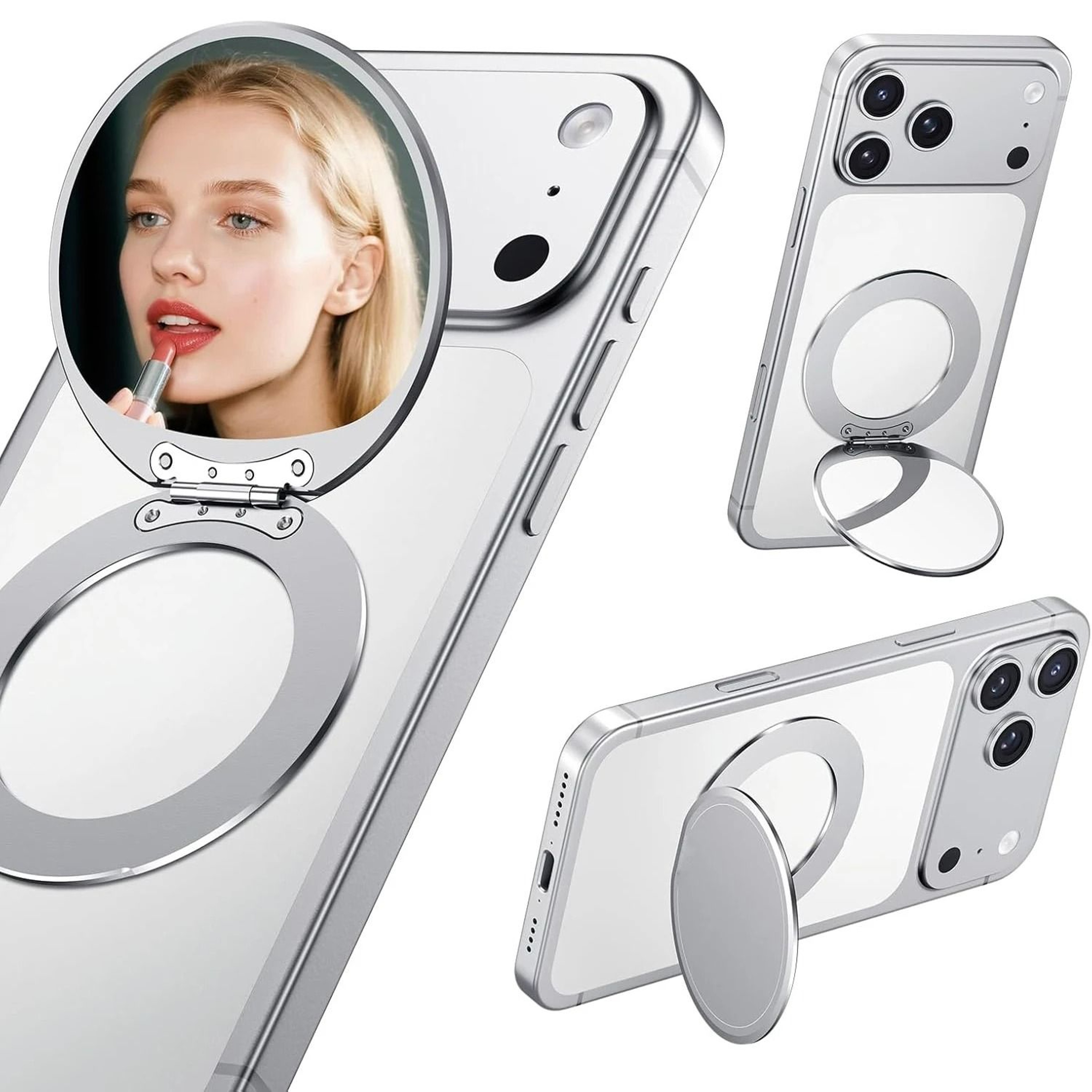 Magnetic Selfie Mirror With BuiltIn Metal Adjustable Kickstand 0