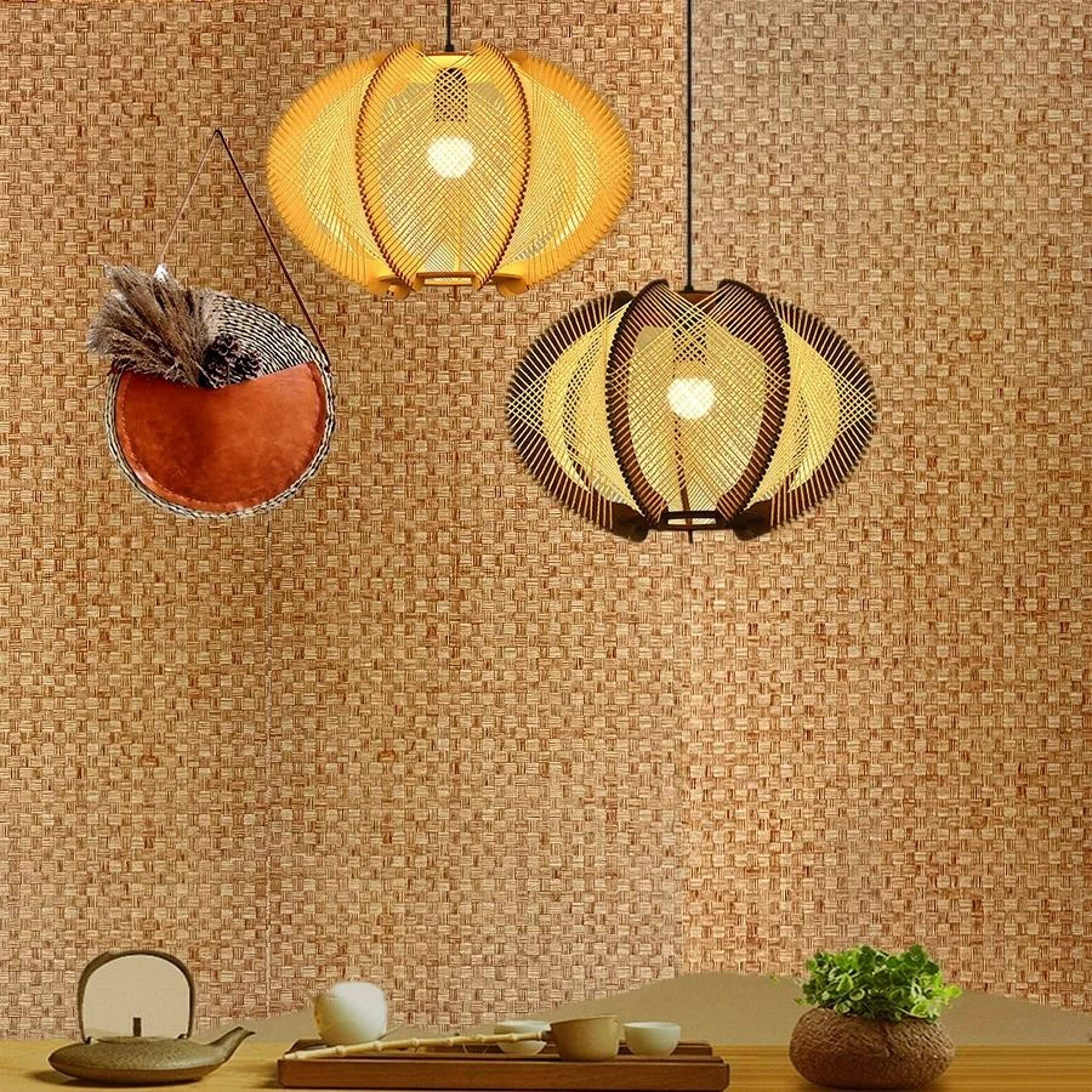 Chinese Style Bamboo Mat Pattern SelfAdhesive PVC Wallpaper 4
