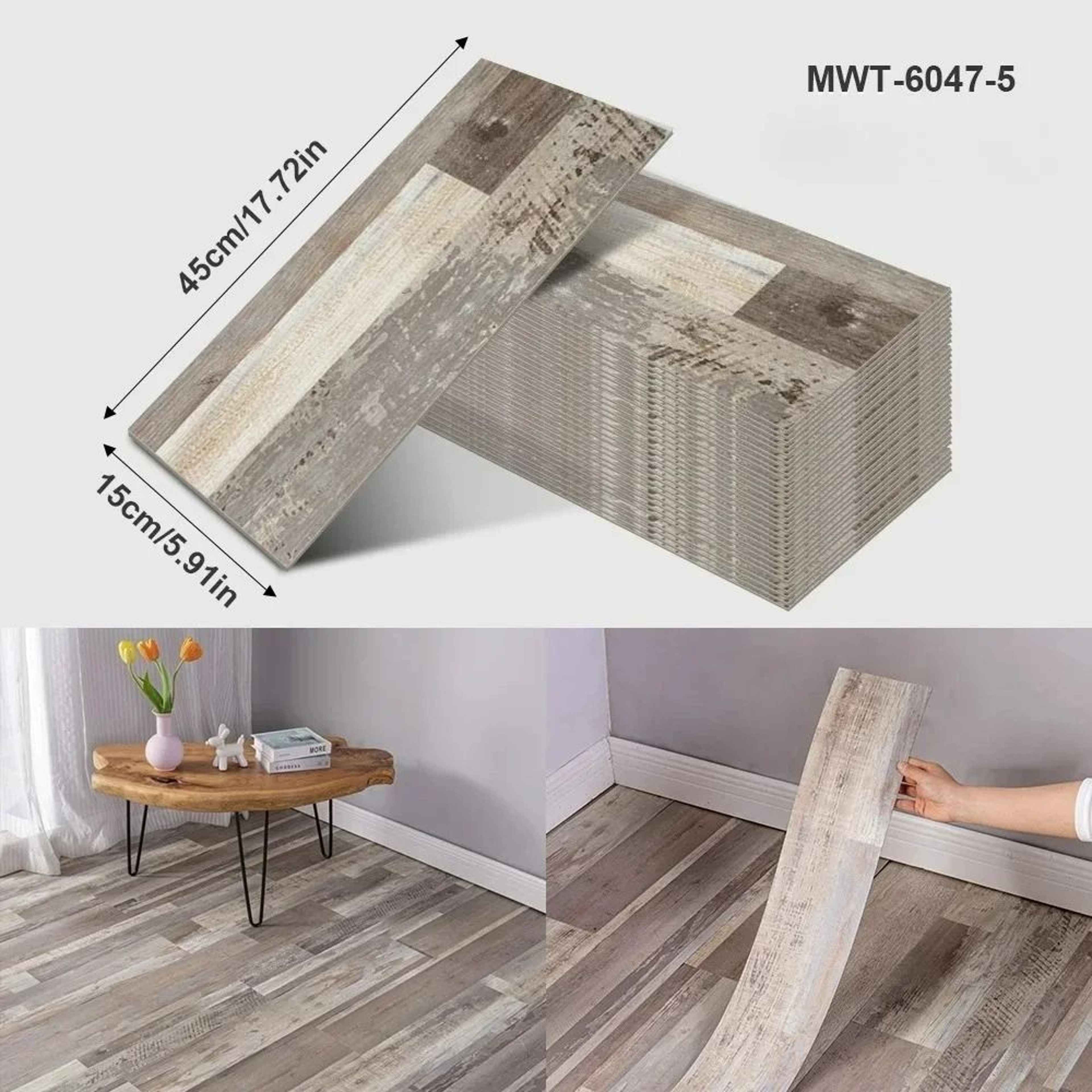 3D SelfAdhesive Wood Grain Wall  Floor Stickers 18