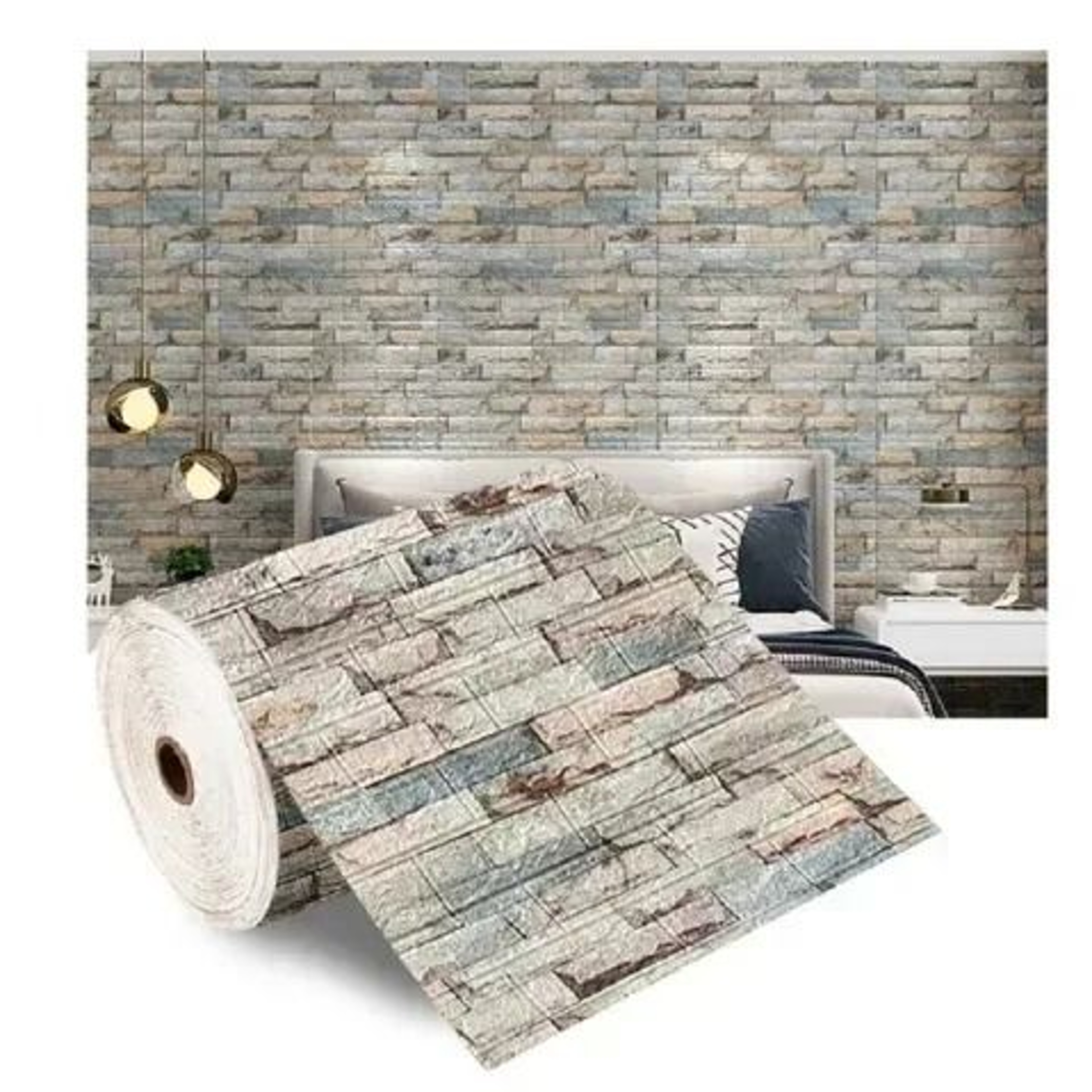 Retro 3D Faux Brick Waterproof SelfAdhesive Wall Sticker Roll 15