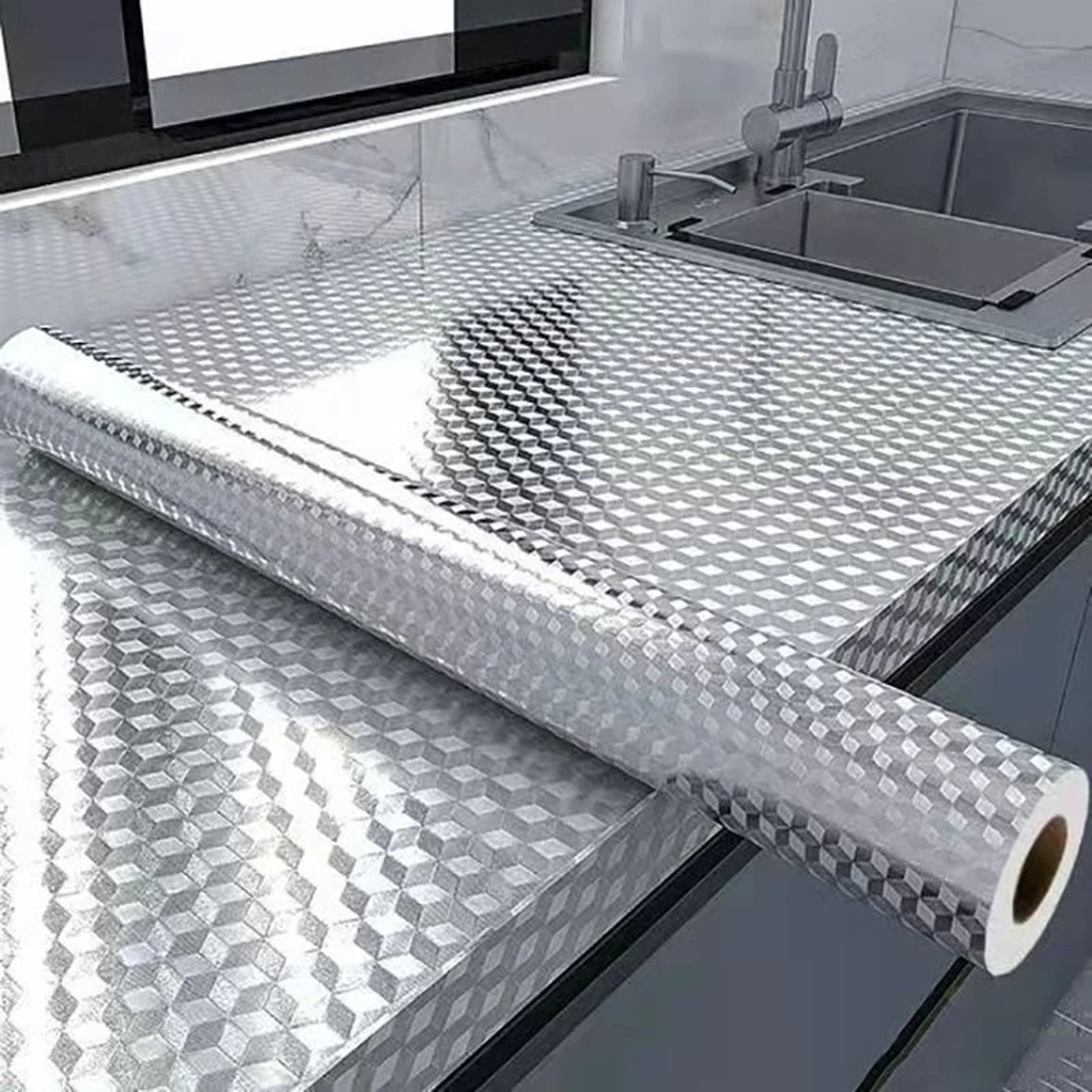Kitchen Aluminum Foil AntiOil Waterproof SelfAdhesive Wall Sticker Roll 1