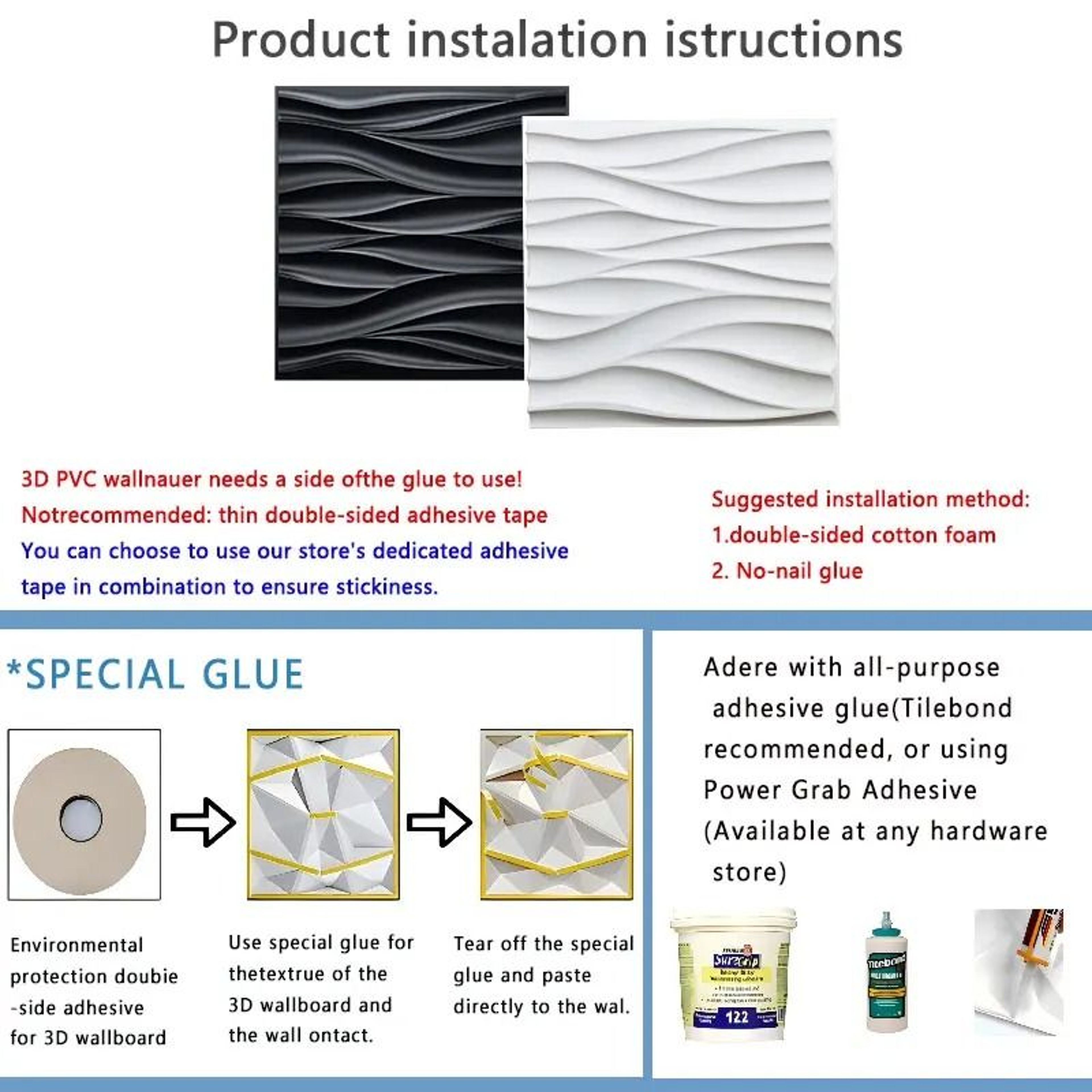 3D Sculpted Wave Modular Paintable Wall Panel Tiles 6