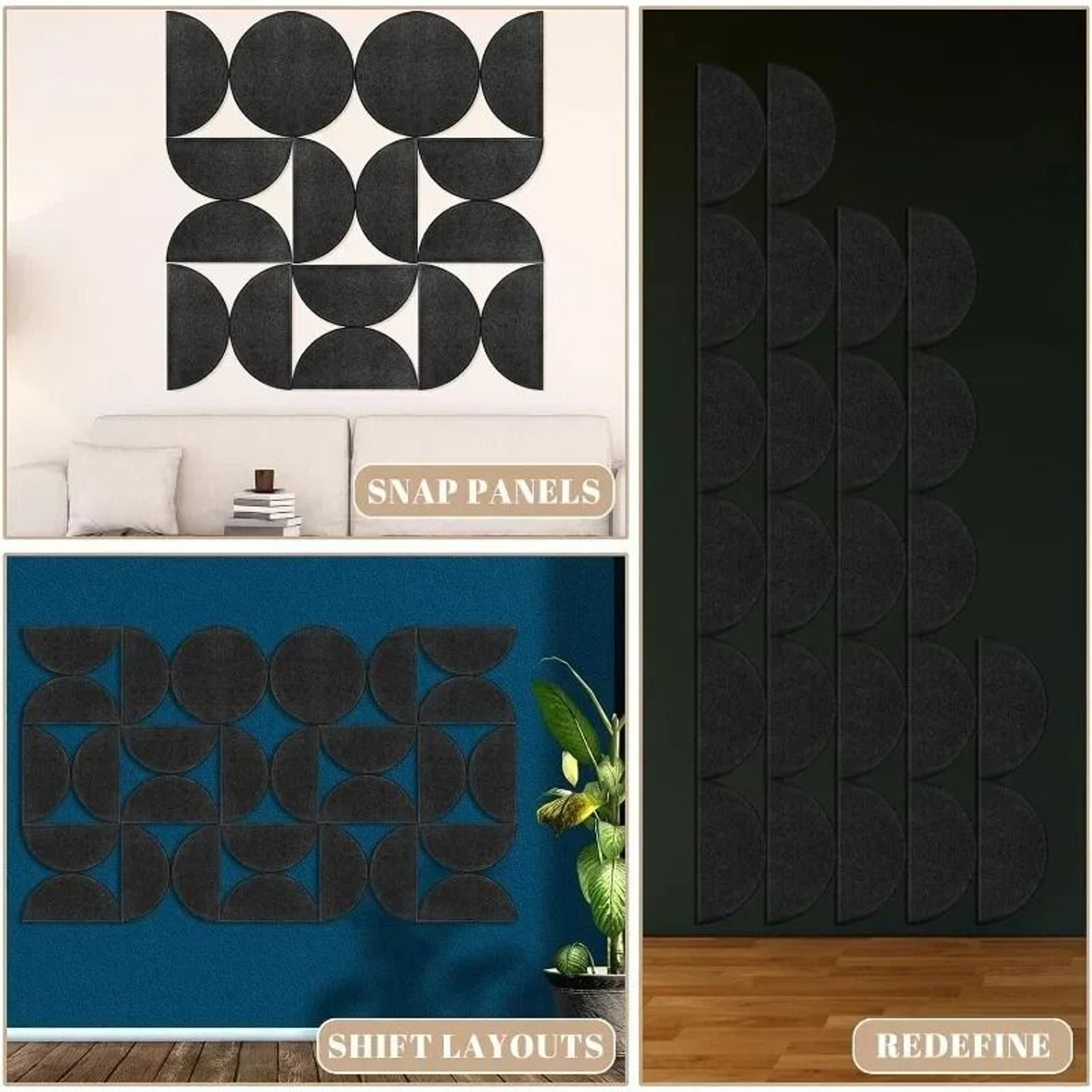Decorative SemiCircle SelfAdhesive Felt Bulletin Board Wall Tiles 2