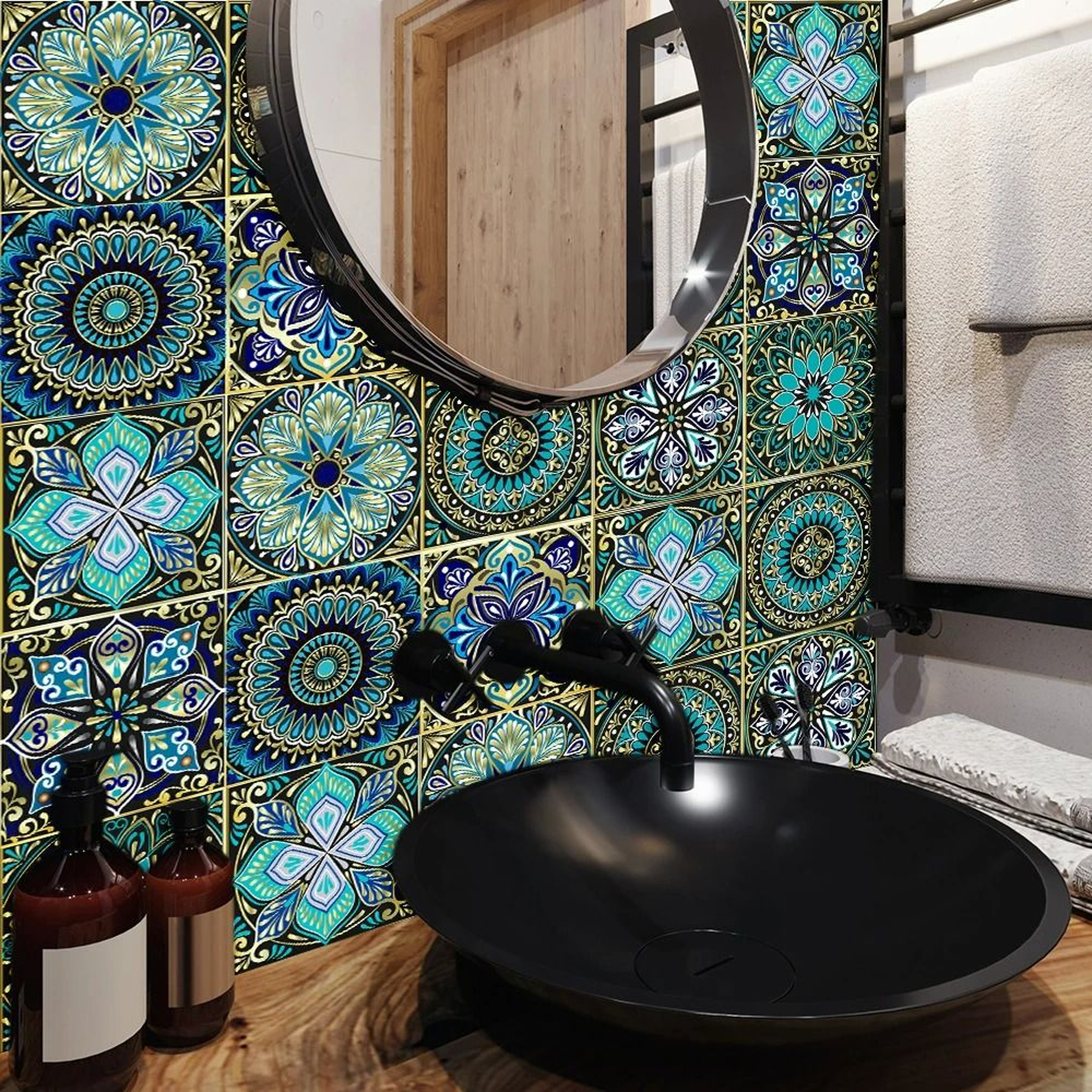 10Pack Mandala Pattern Matte WearResistant Vinyl Tile Stickers 5