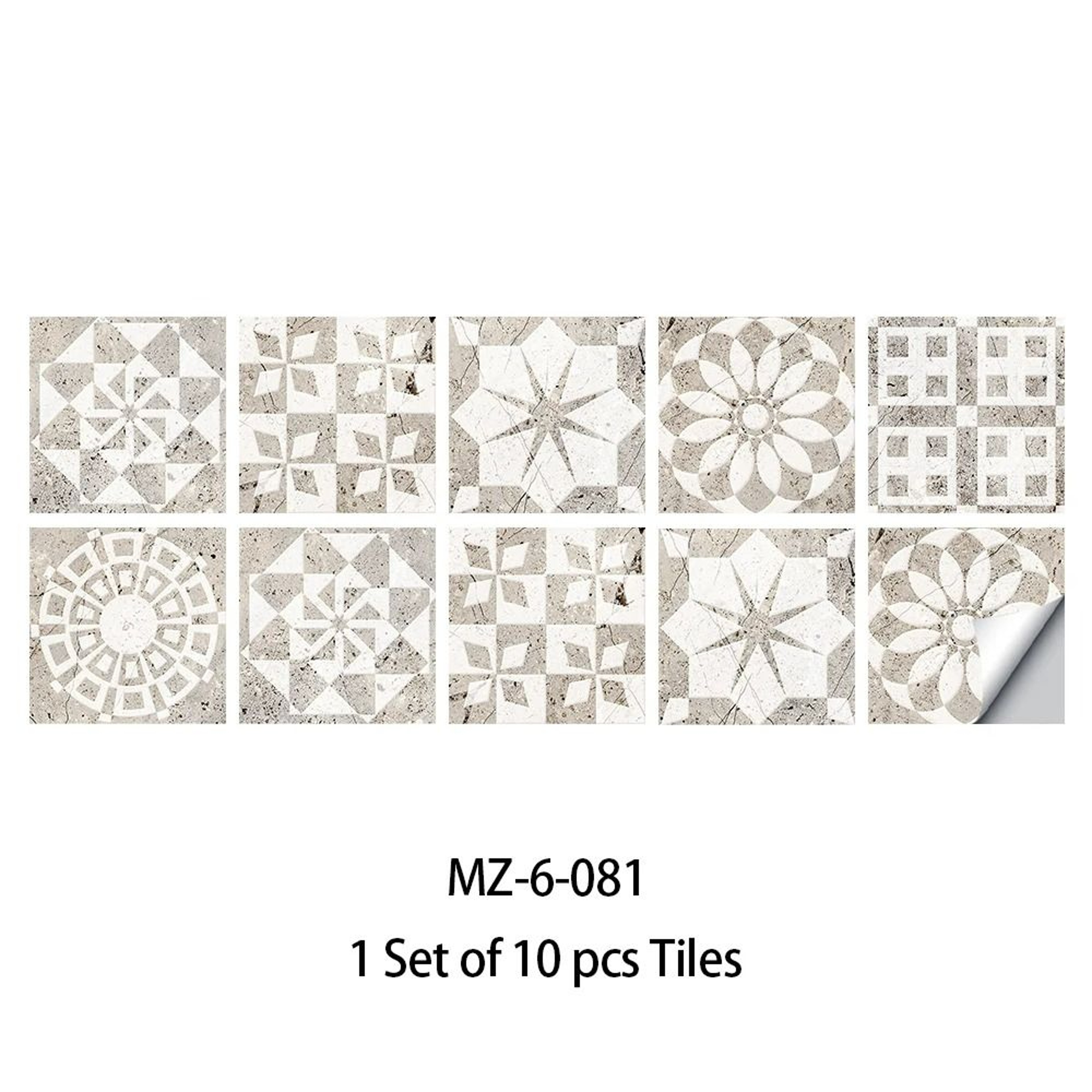 10Pack Mandala Pattern Matte WearResistant Vinyl Tile Stickers 18