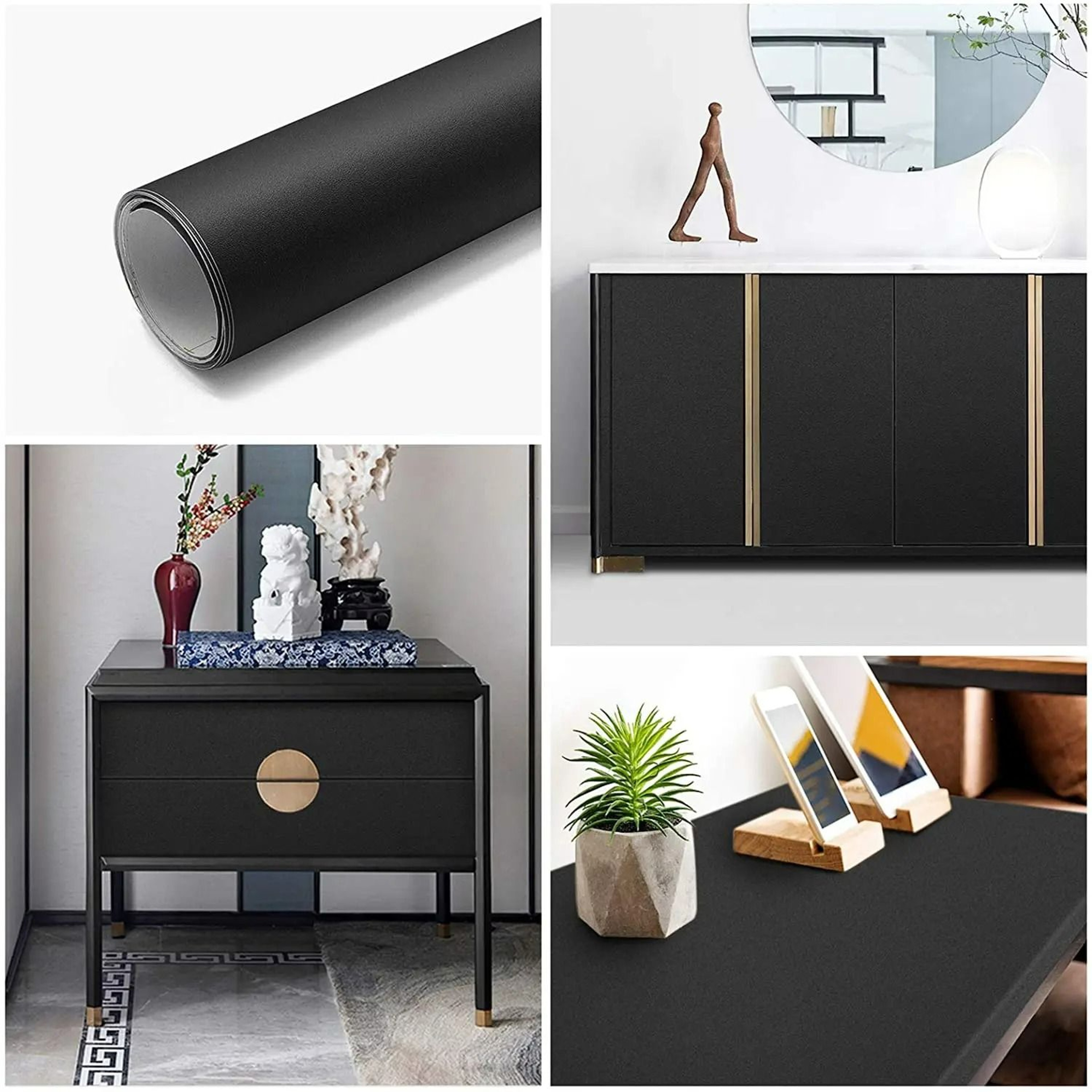 Modern Matte Black PVC SelfAdhesive Decorative Vinyl Film 2