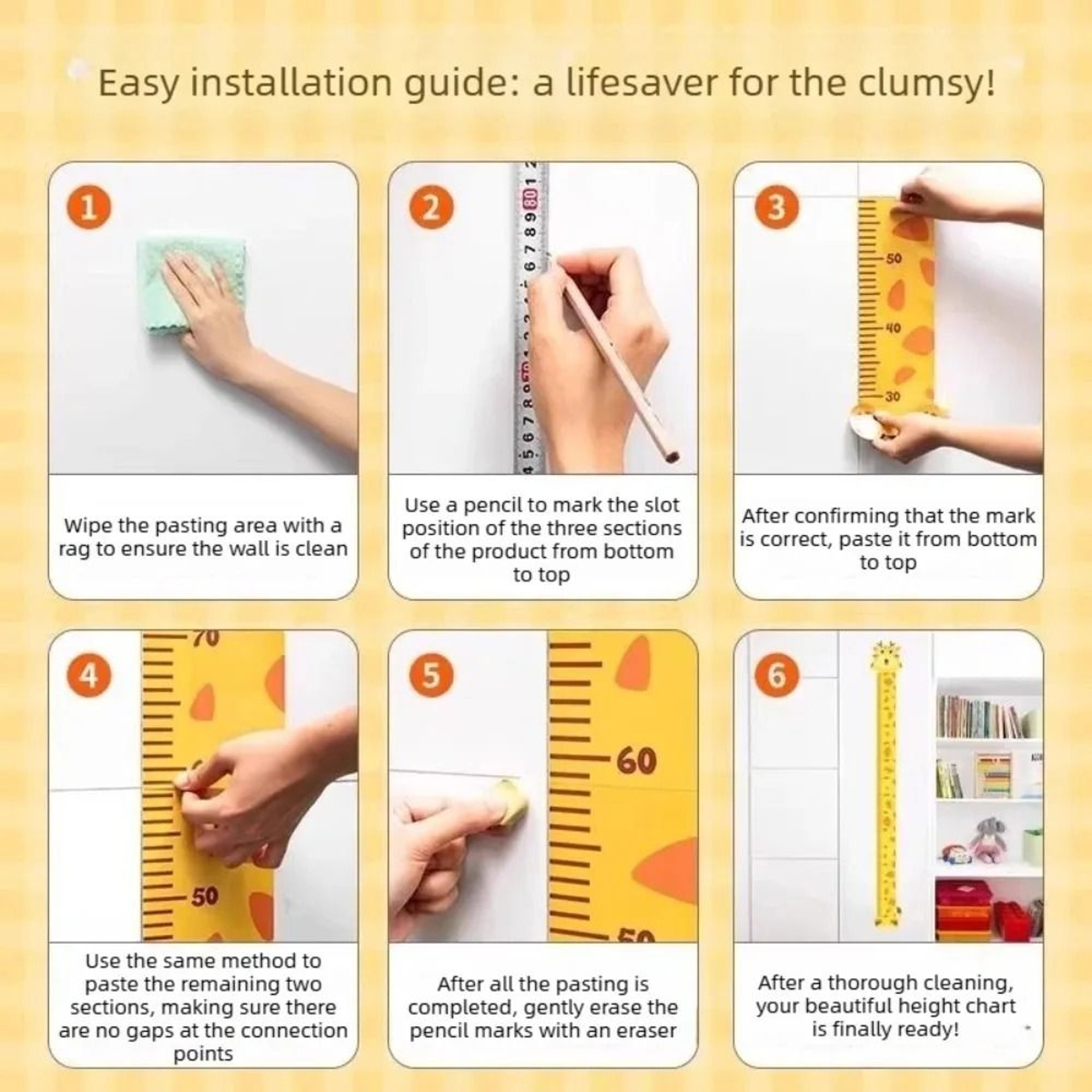 Cute Cartoon Height Growth Chart SelfAdhesive Wall Sticker 4