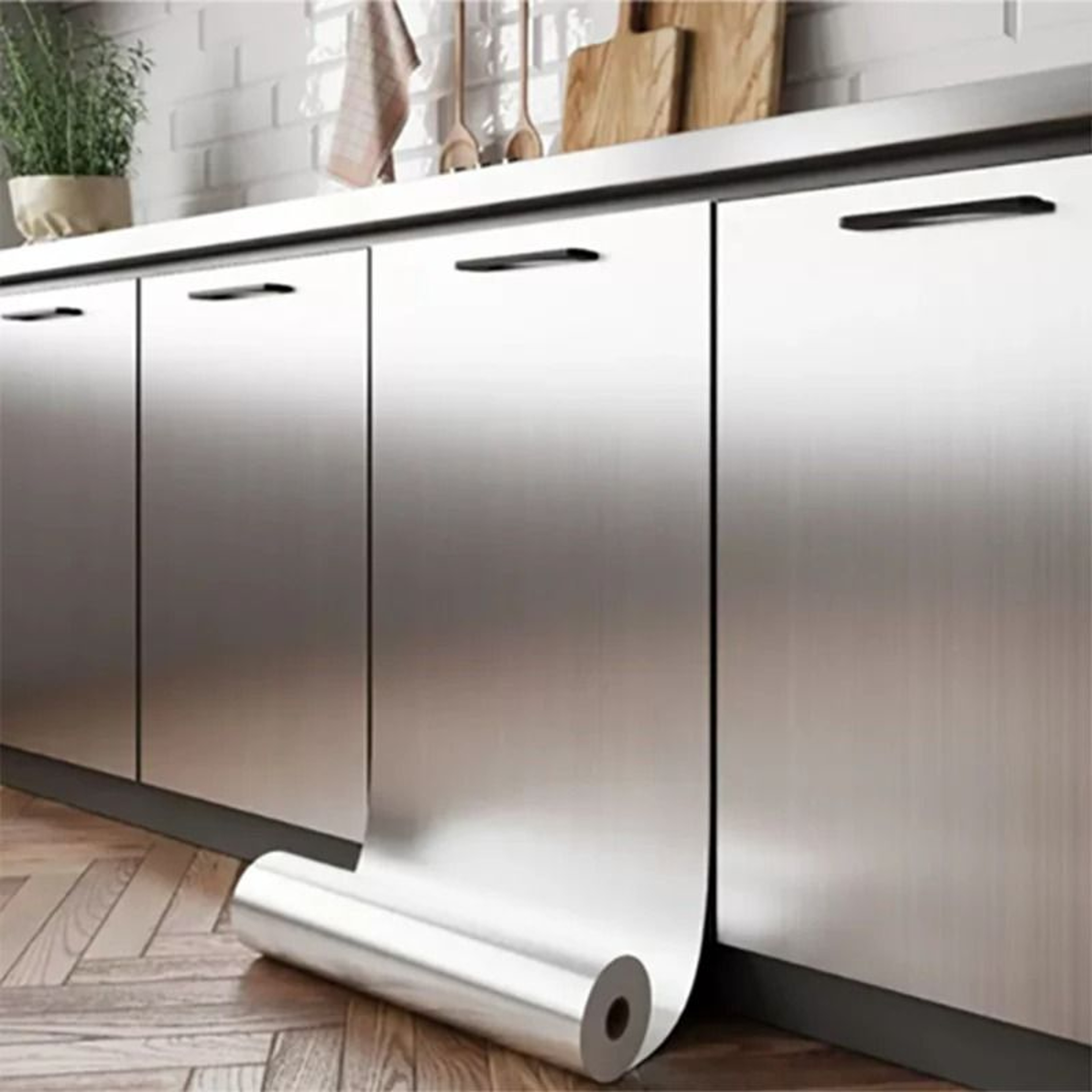 Brushed Metallic Stainless Steel Contact Paper Roll 0