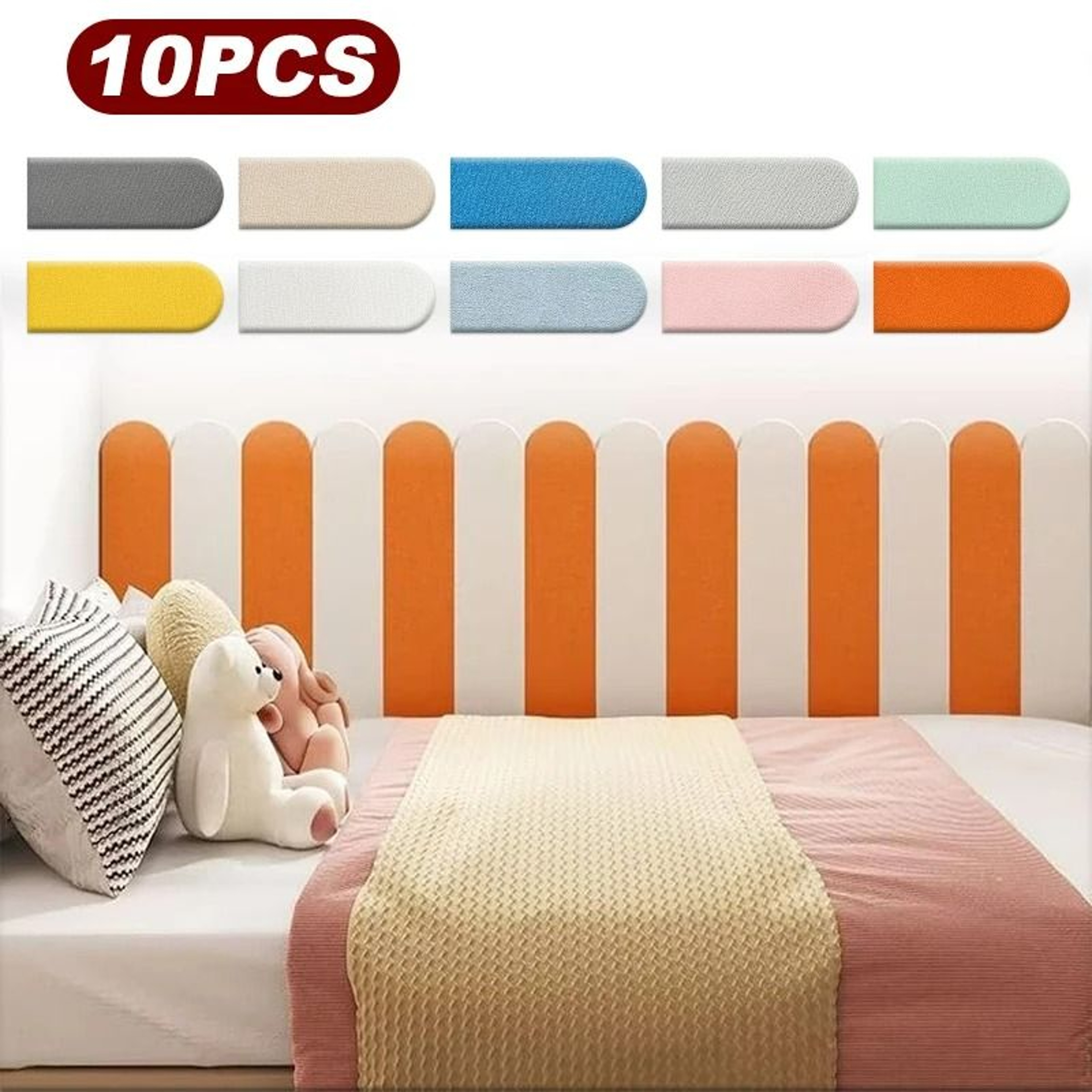 10Pack Cushioned AntiCollision 3D Solid Color Wall Protector Panels 1