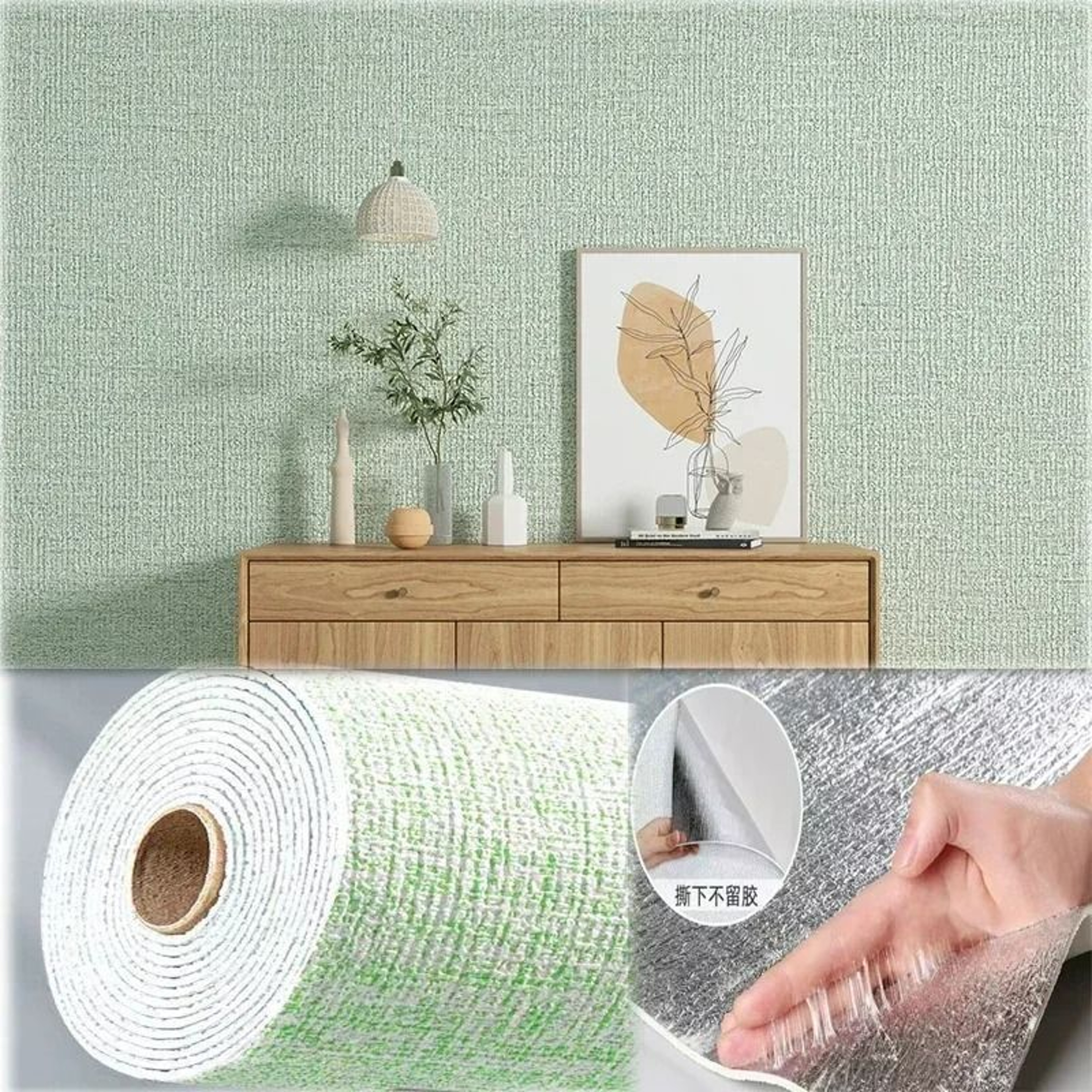 3D Linen Textured Thickened SelfAdhesive Waterproof Wallpaper Roll 16