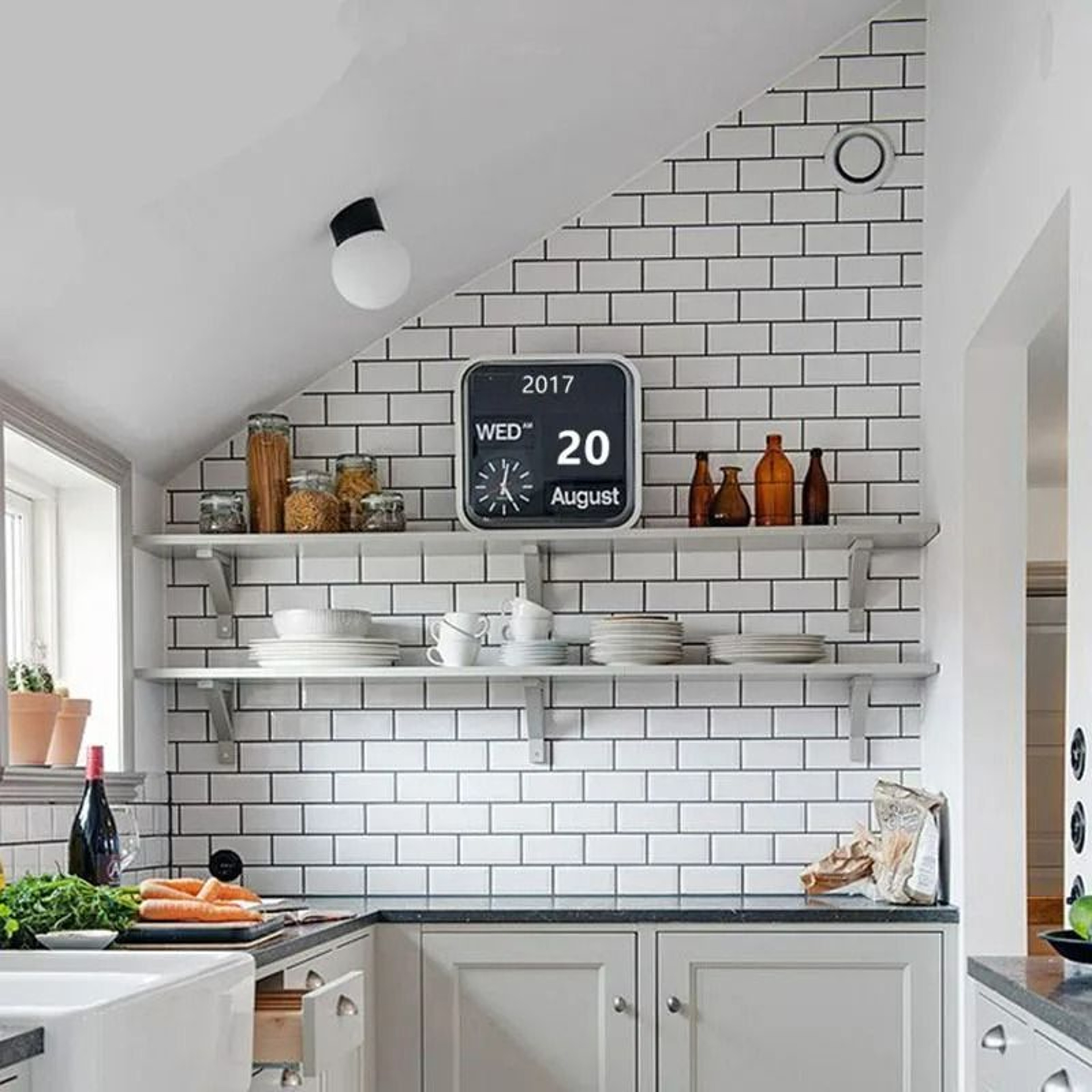 Modern White Brick Waterproof  OilProof Kitchen Contact Paper Roll 2