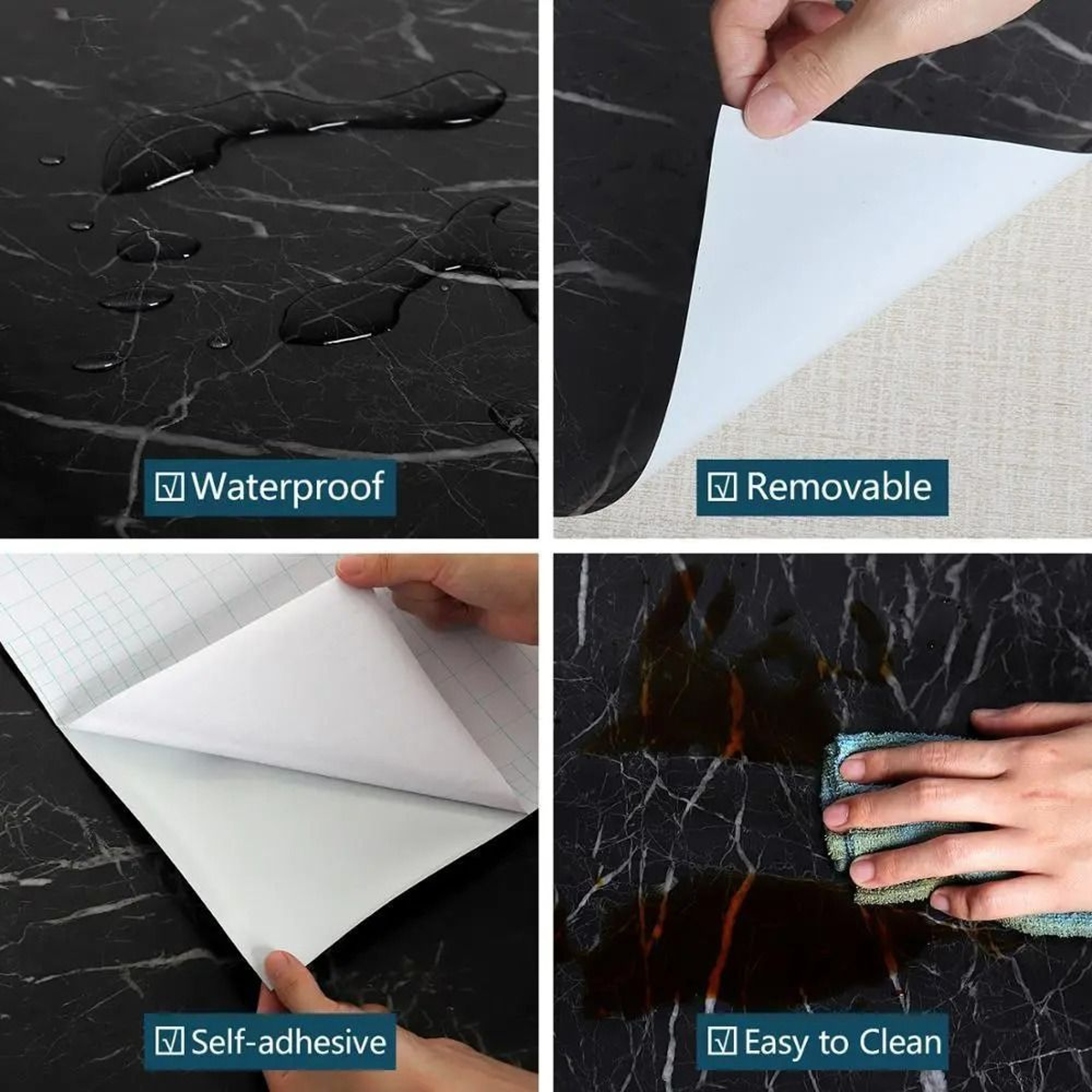 Waterproof  OilProof Marble SelfAdhesive Wallpaper Roll 5