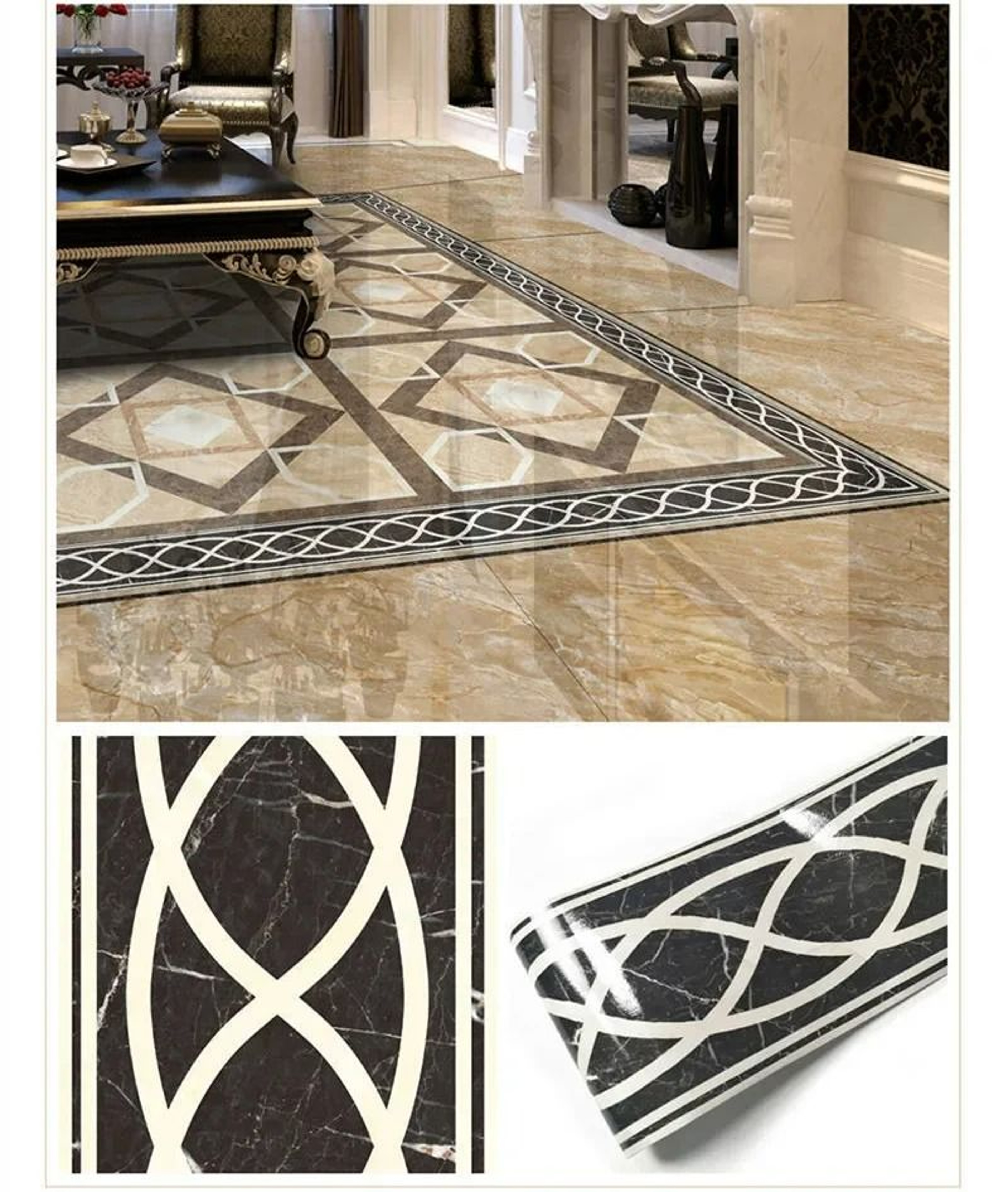 Waterproof Marble SelfAdhesive Wall Corner  Skirting Border Roll 9