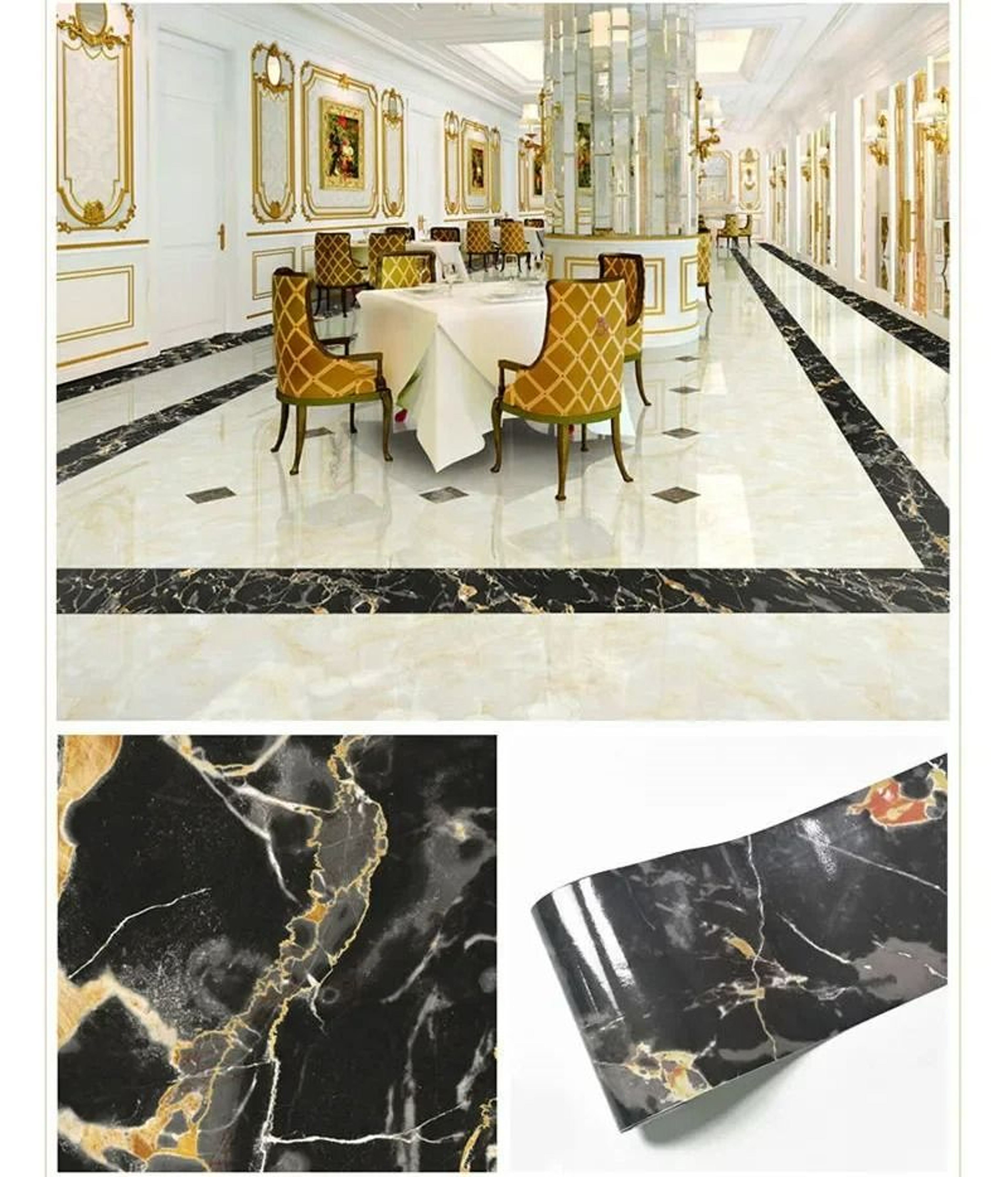 Waterproof Marble SelfAdhesive Wall Corner  Skirting Border Roll 6