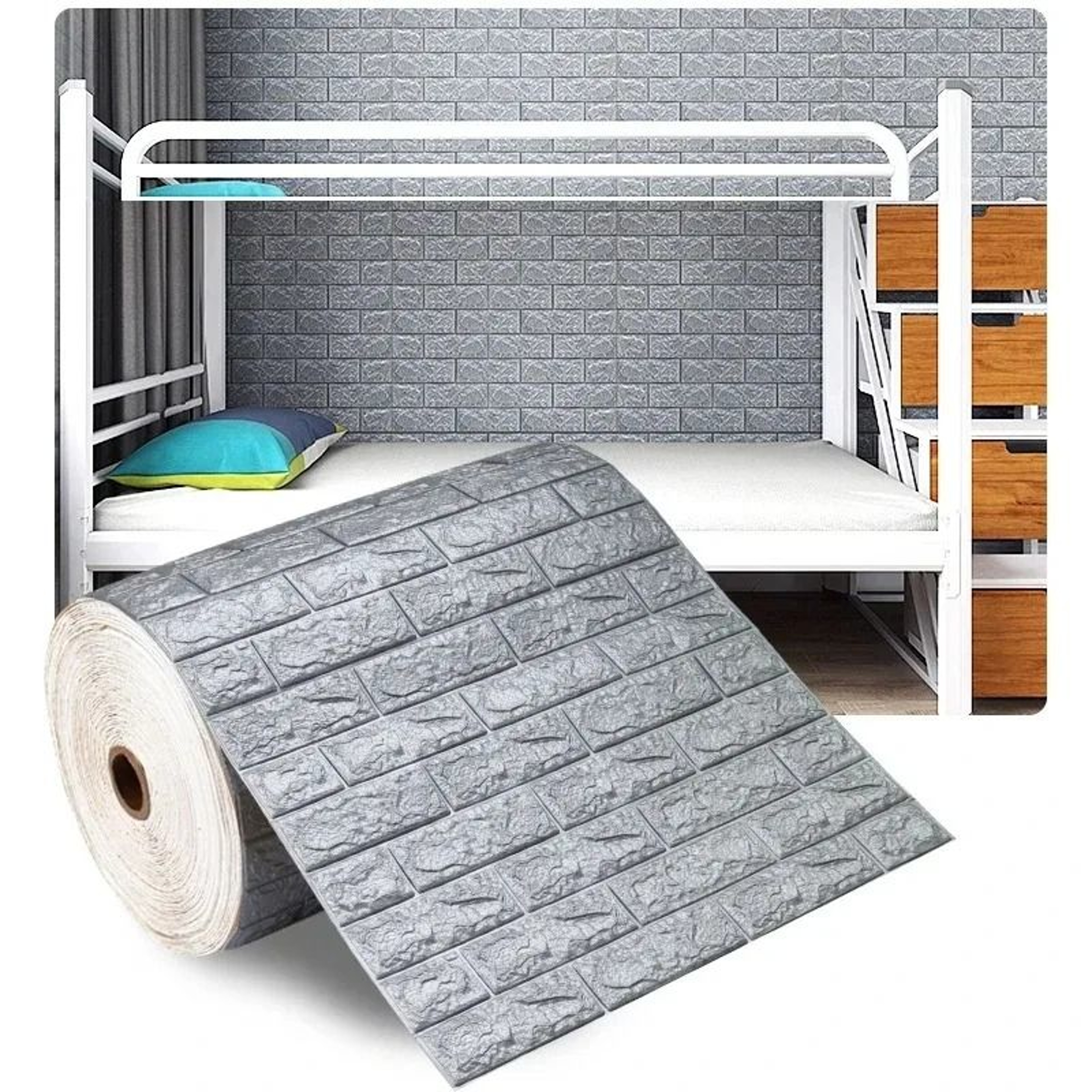 Antique 3D Foam Brick SelfAdhesive Waterproof Wallpaper Roll 7