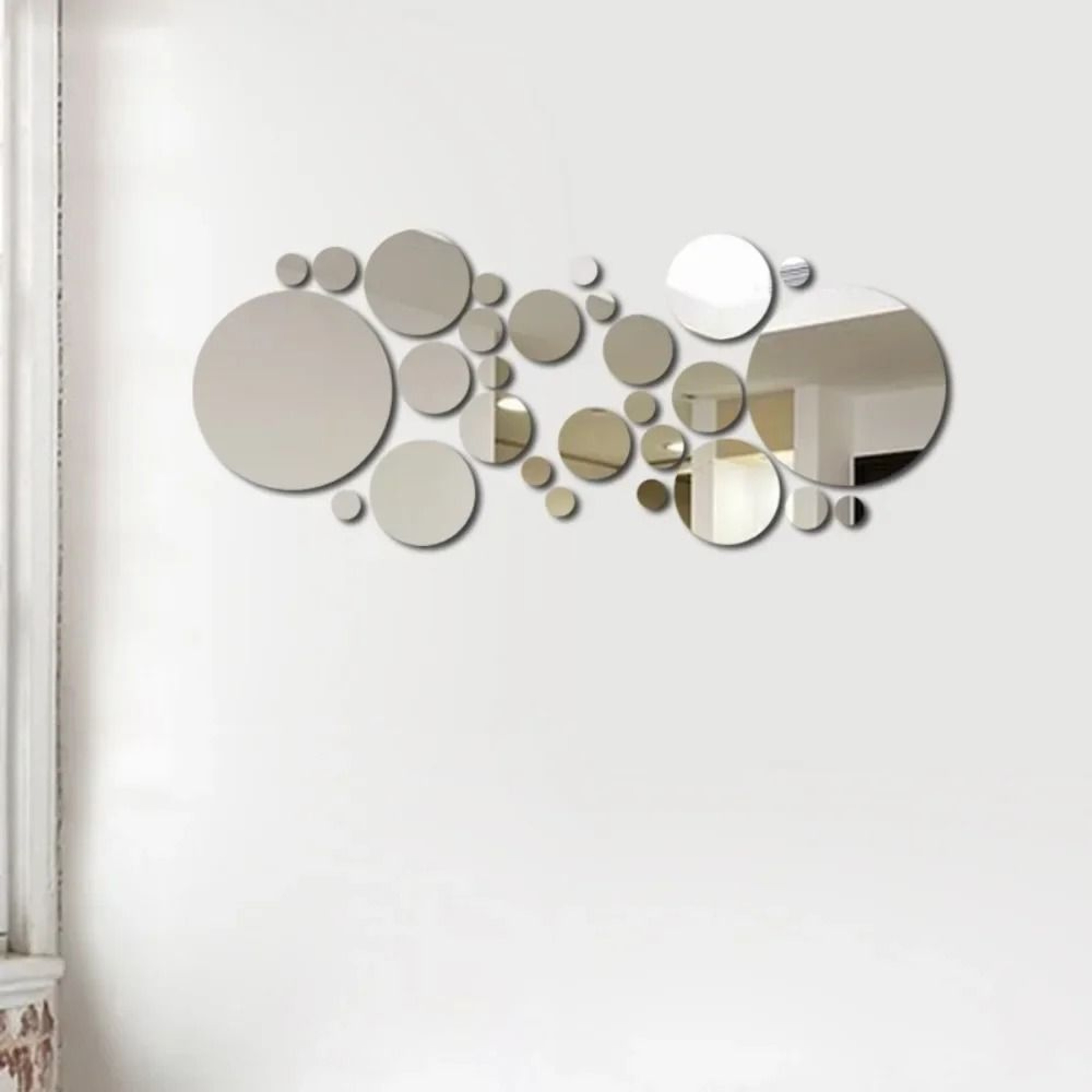 32Piece Modern 3D Circle Mirror Wall Sticker Set 9