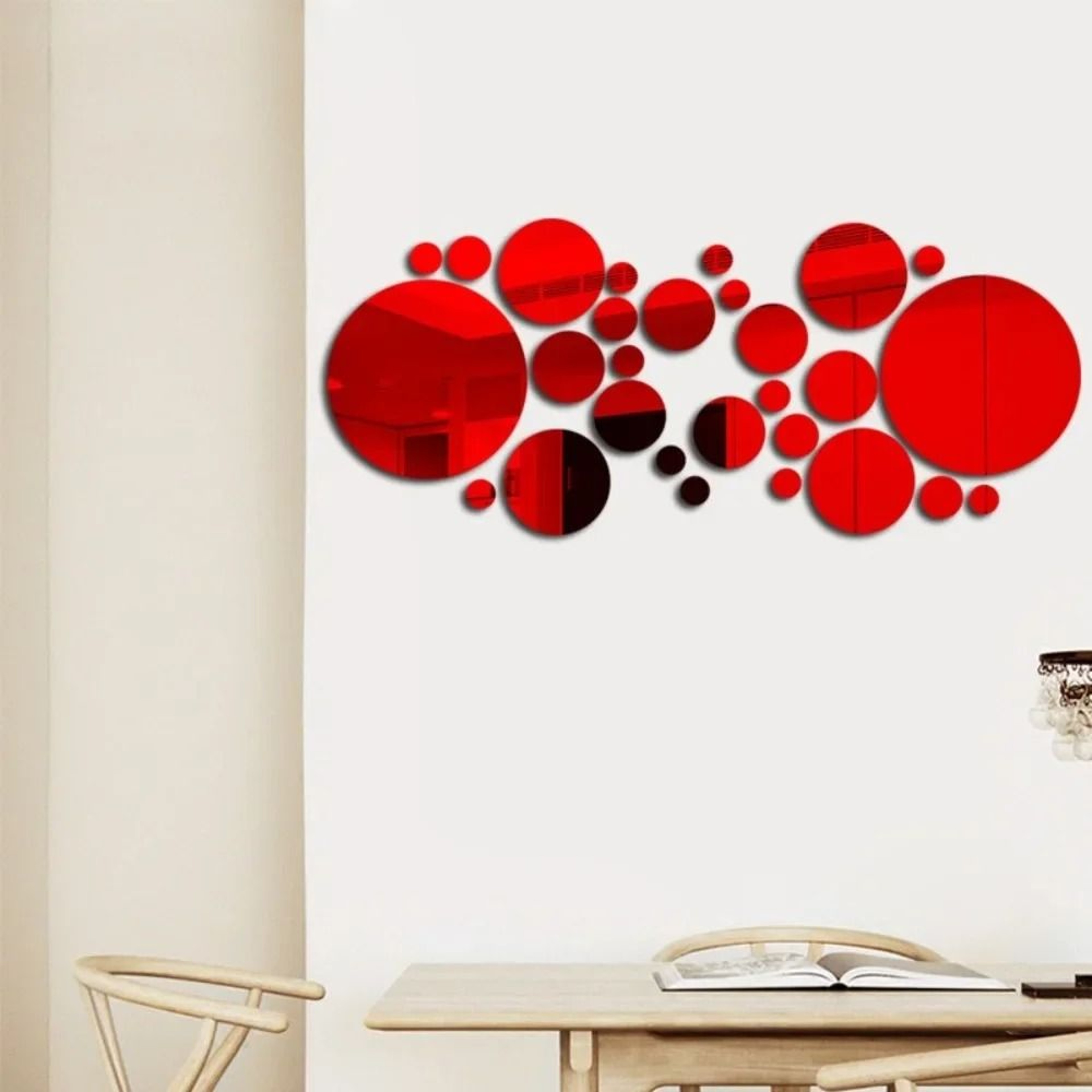 32Piece Modern 3D Circle Mirror Wall Sticker Set 7