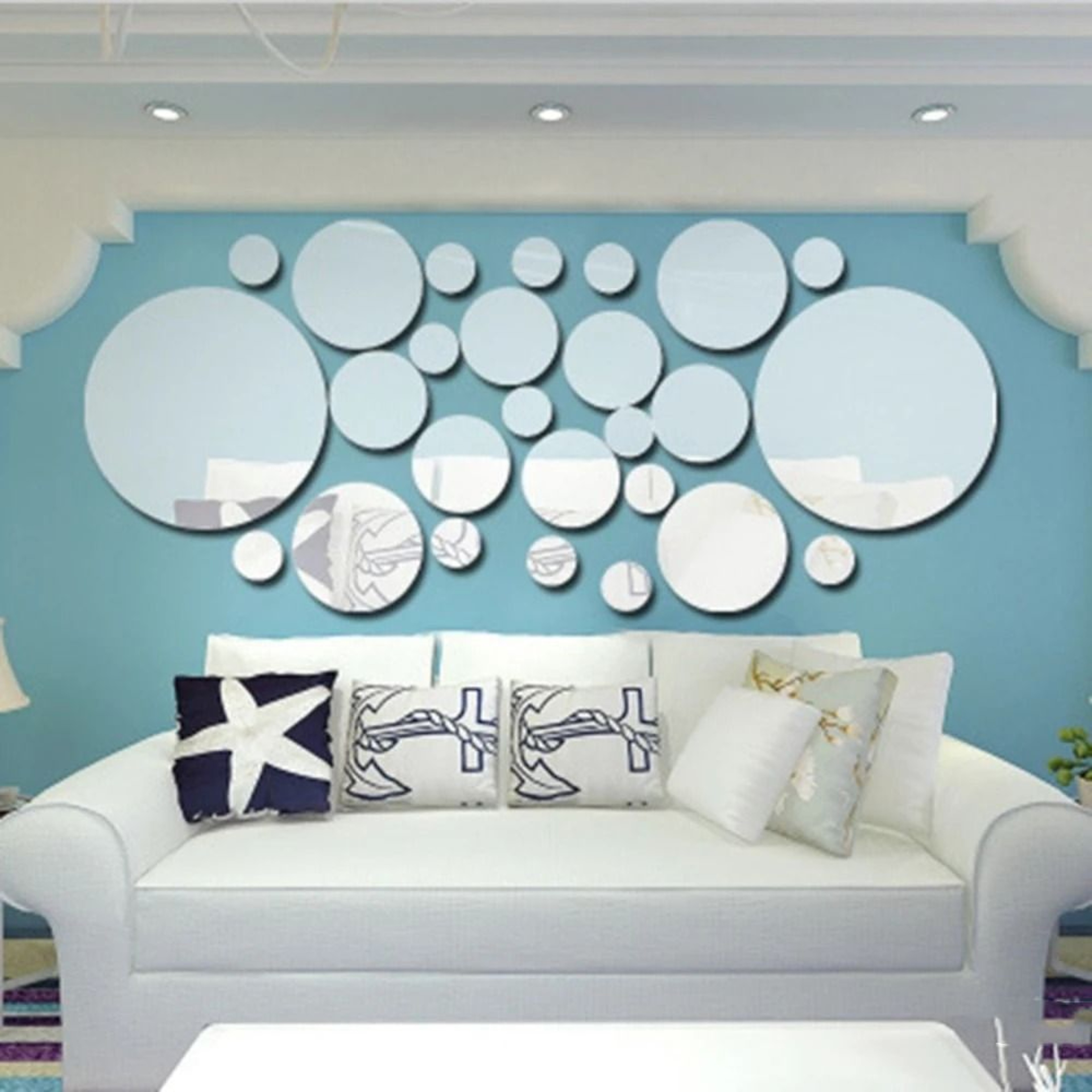 32Piece Modern 3D Circle Mirror Wall Sticker Set 2