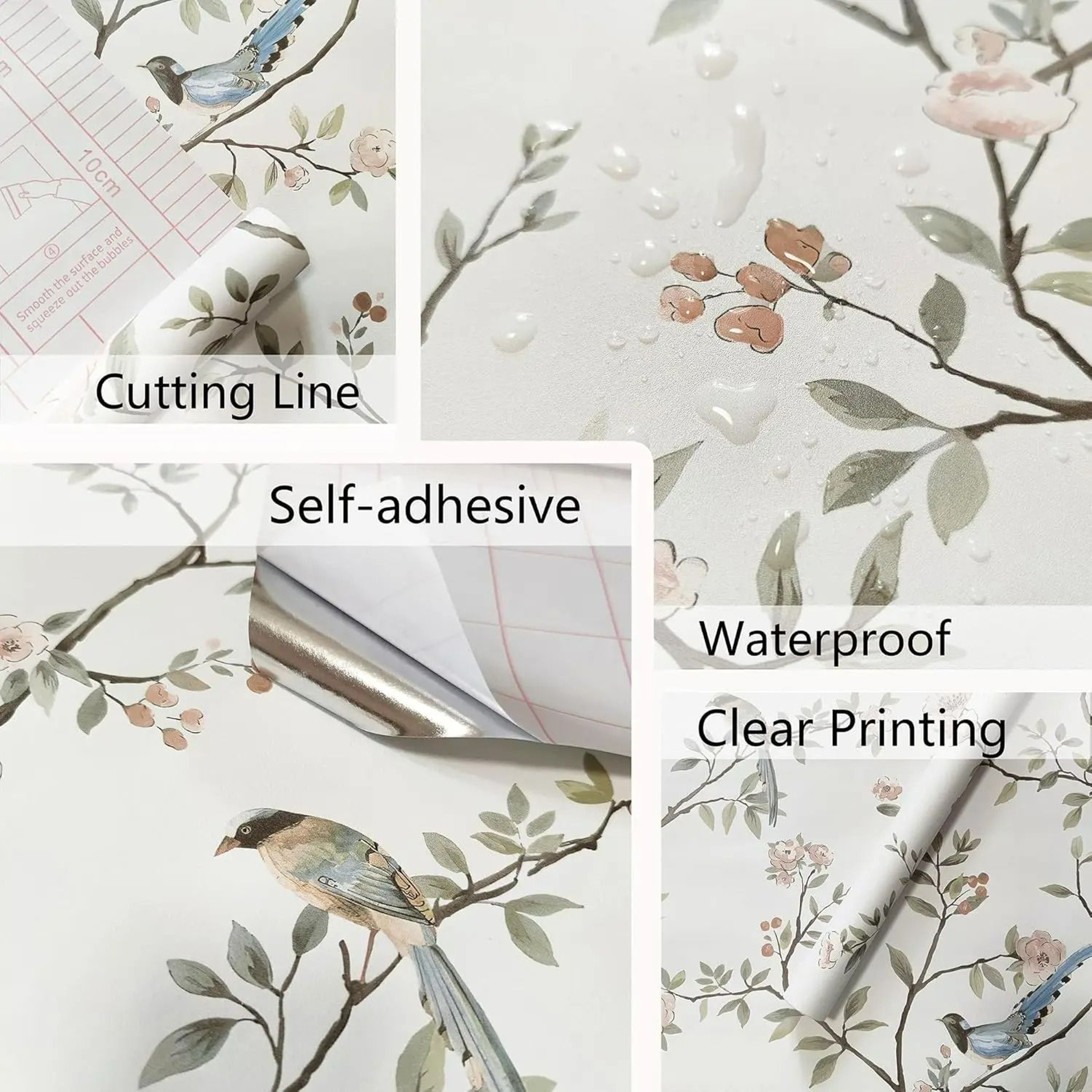 Floral Birds Peel And Stick Wallpaper Roll 5