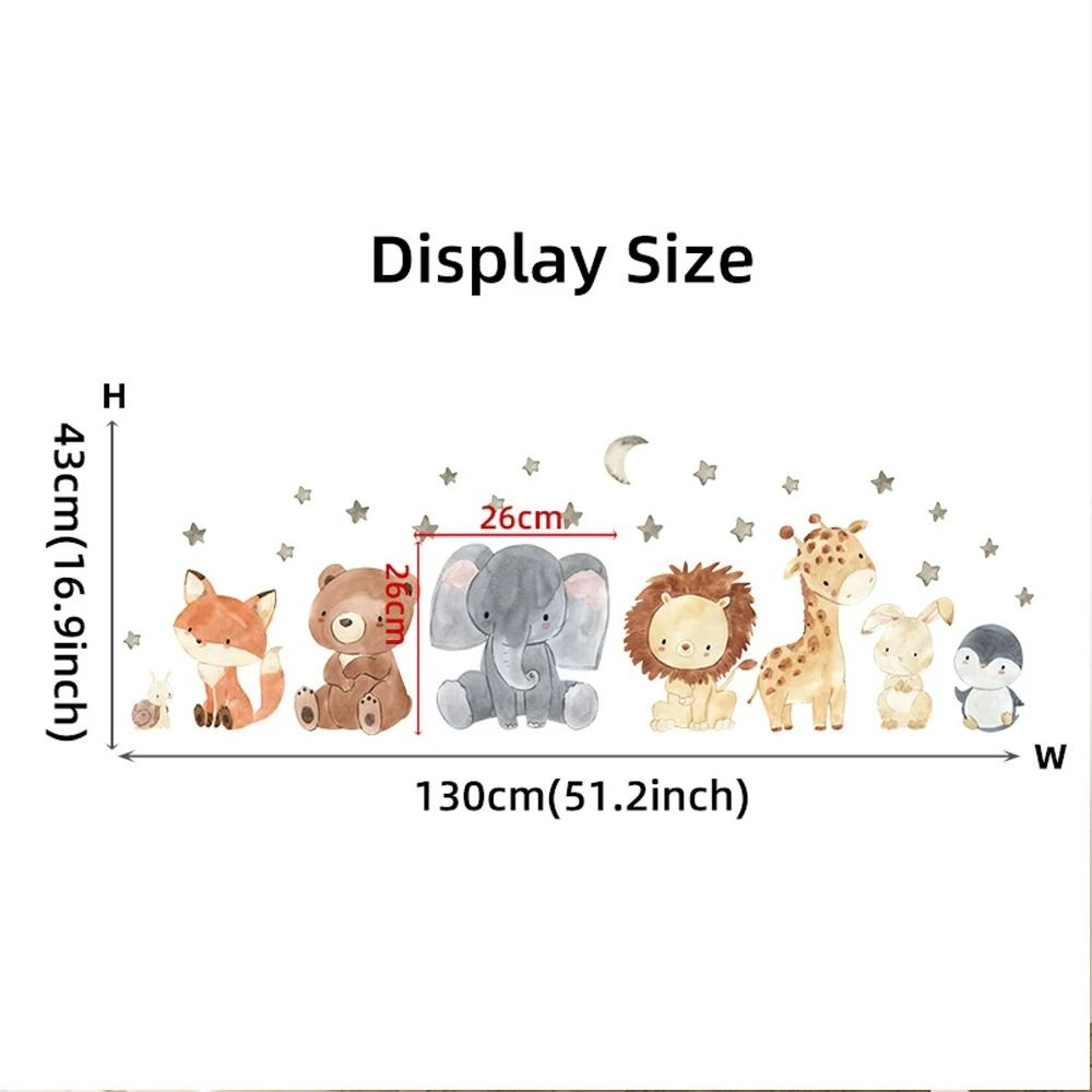 Watercolor Cartoon Cute African Animals Wall Stickers 6