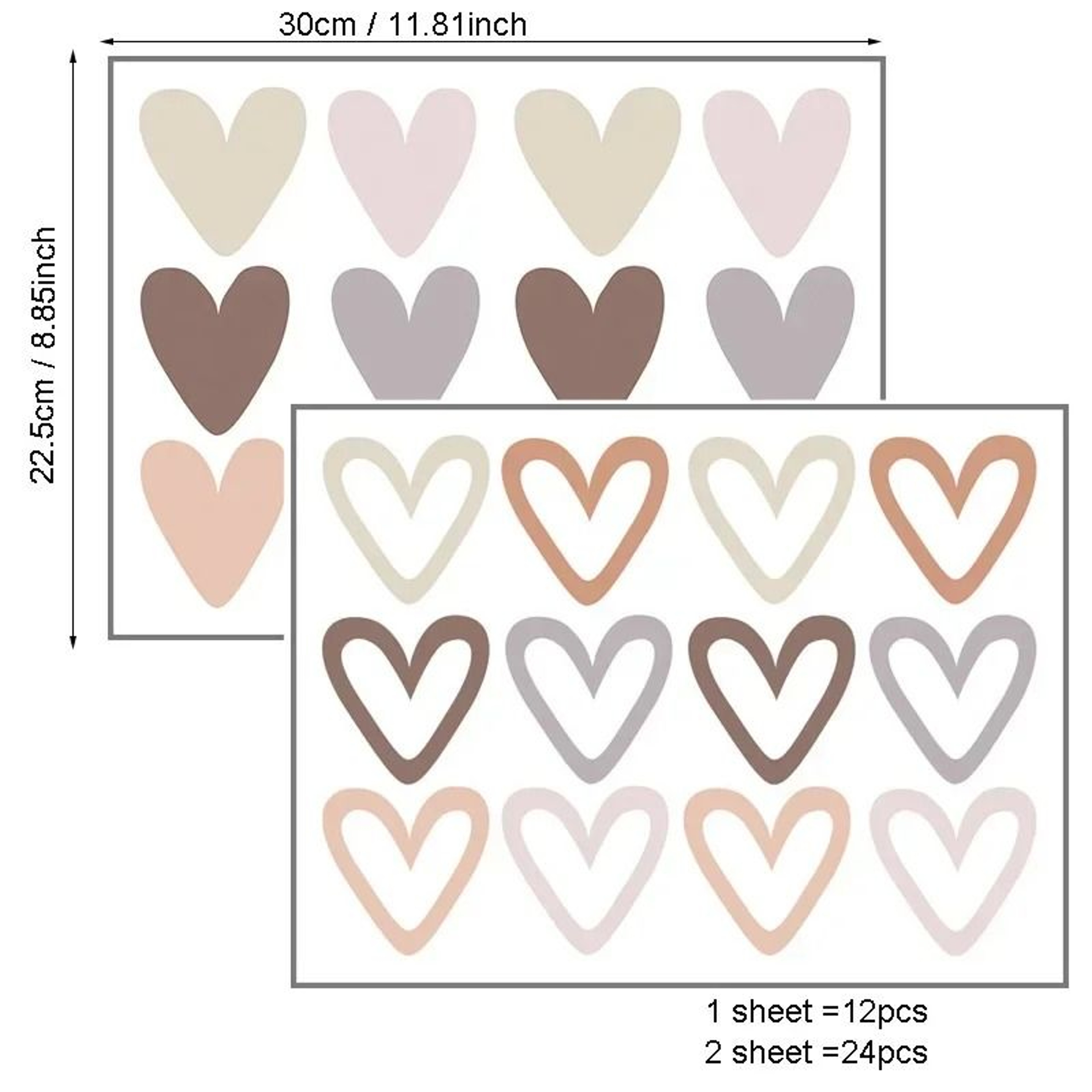 24Piece Heart Wall Sticker Decal Set 9