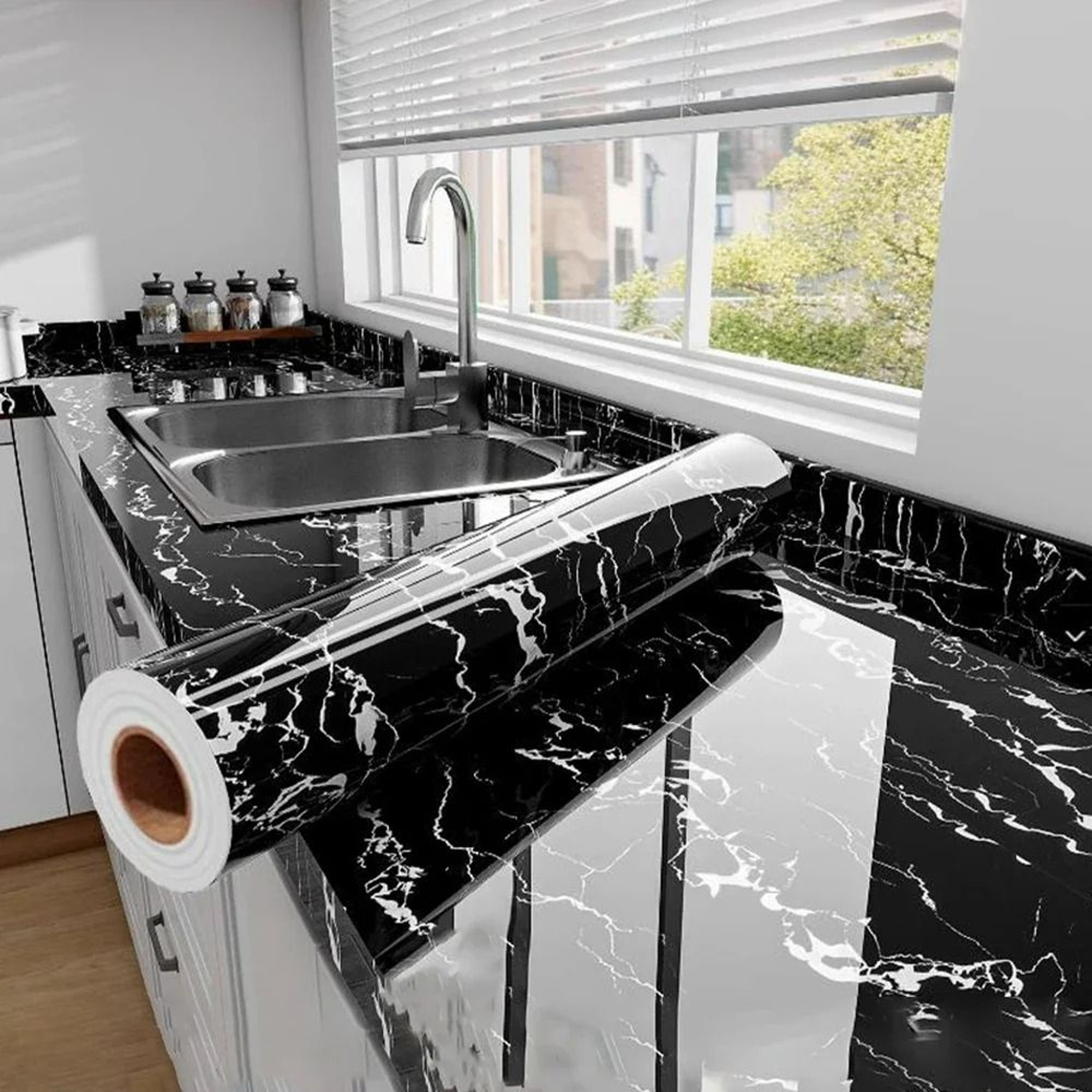 Marble SelfAdhesive PET Foil Wallpaper  Cabinet Film 0