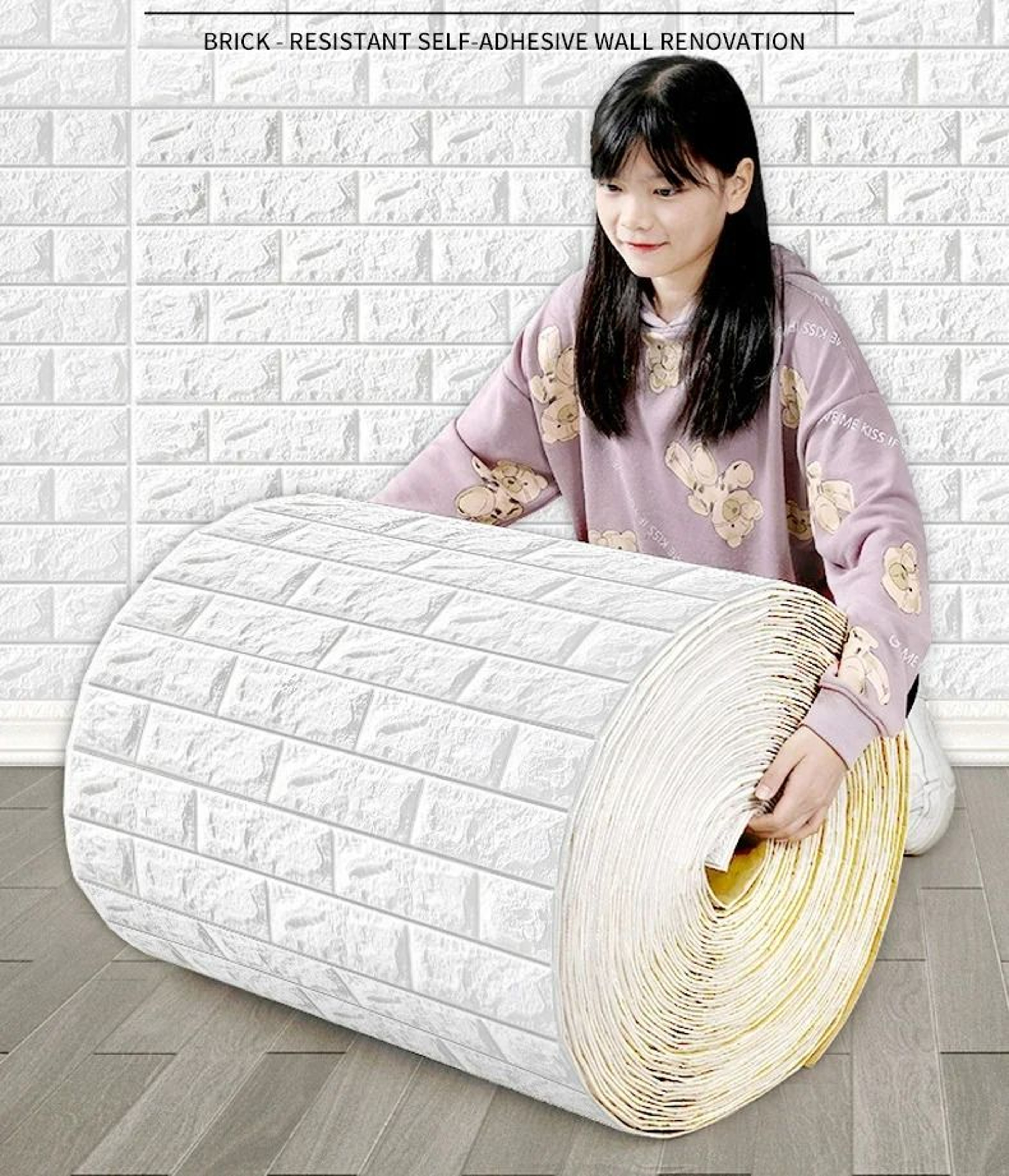 3D Soft AntiCollision Foam Brick SelfAdhesive Wallpaper Roll 1