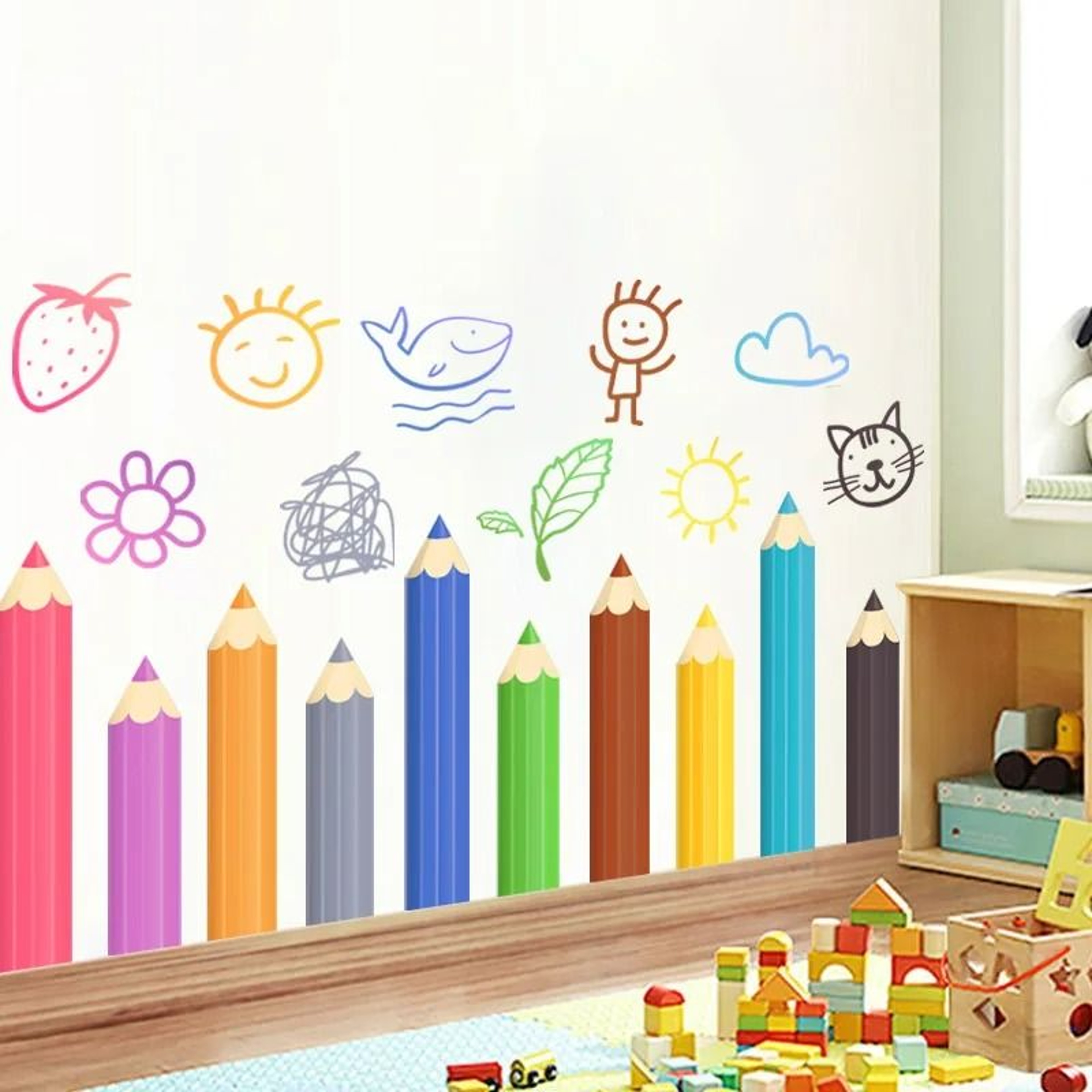 Yaya Language Cartoon Colored Pencil Wall Sticker 0