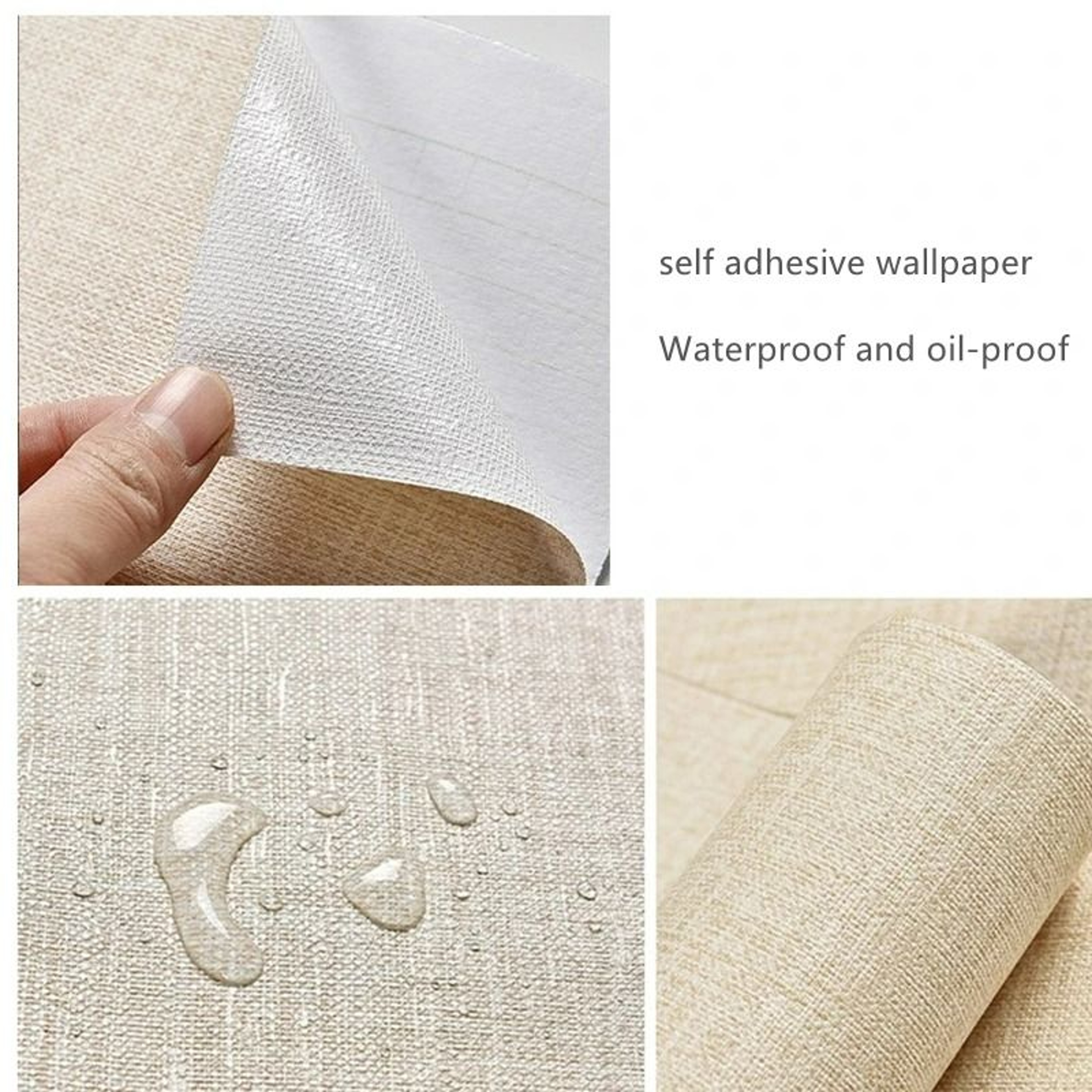 Waterproof Solid Color Linen Textured SelfAdhesive Wallpaper 5