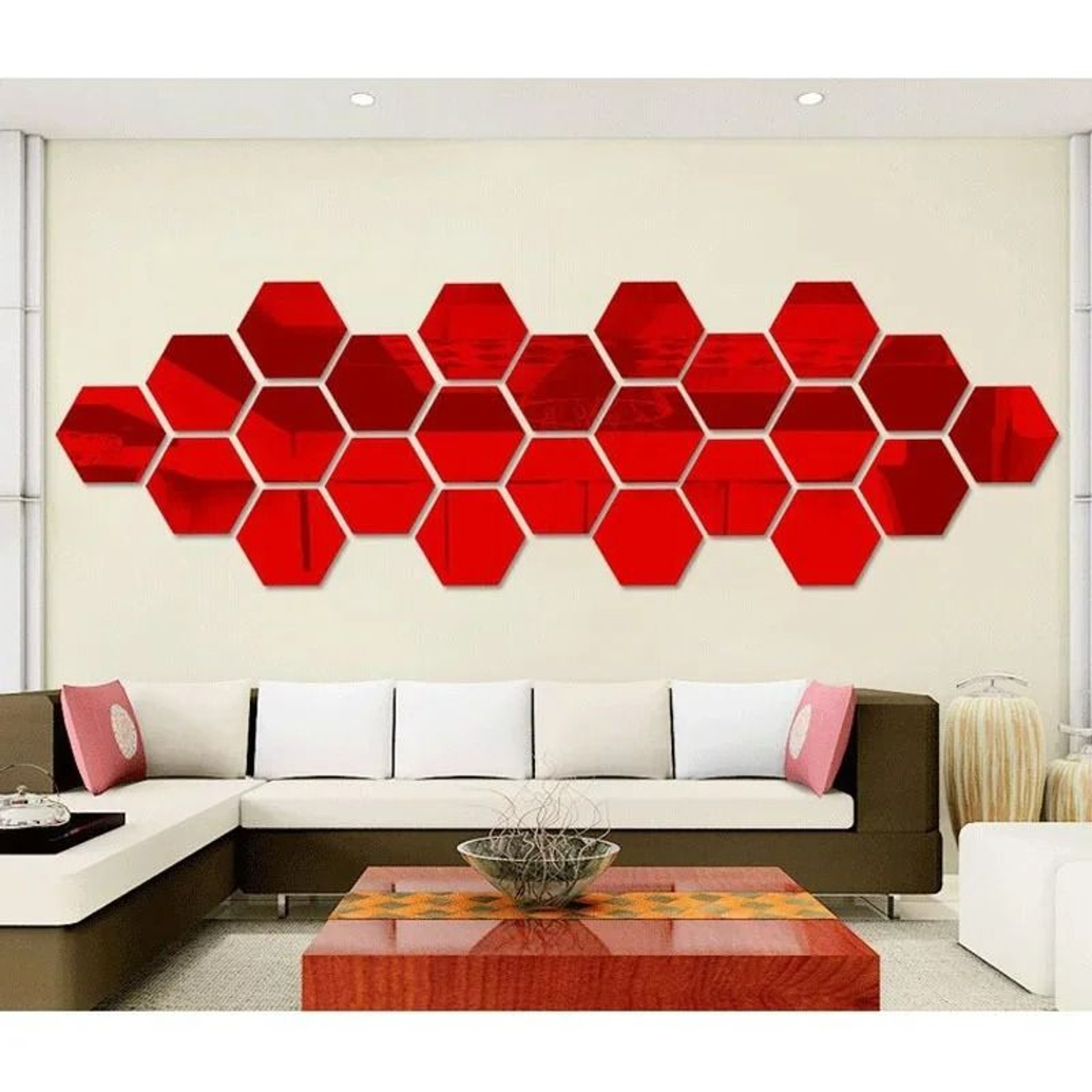 12Piece 3D Acrylic Mirror Hexagonal Wall Sticker Set 3