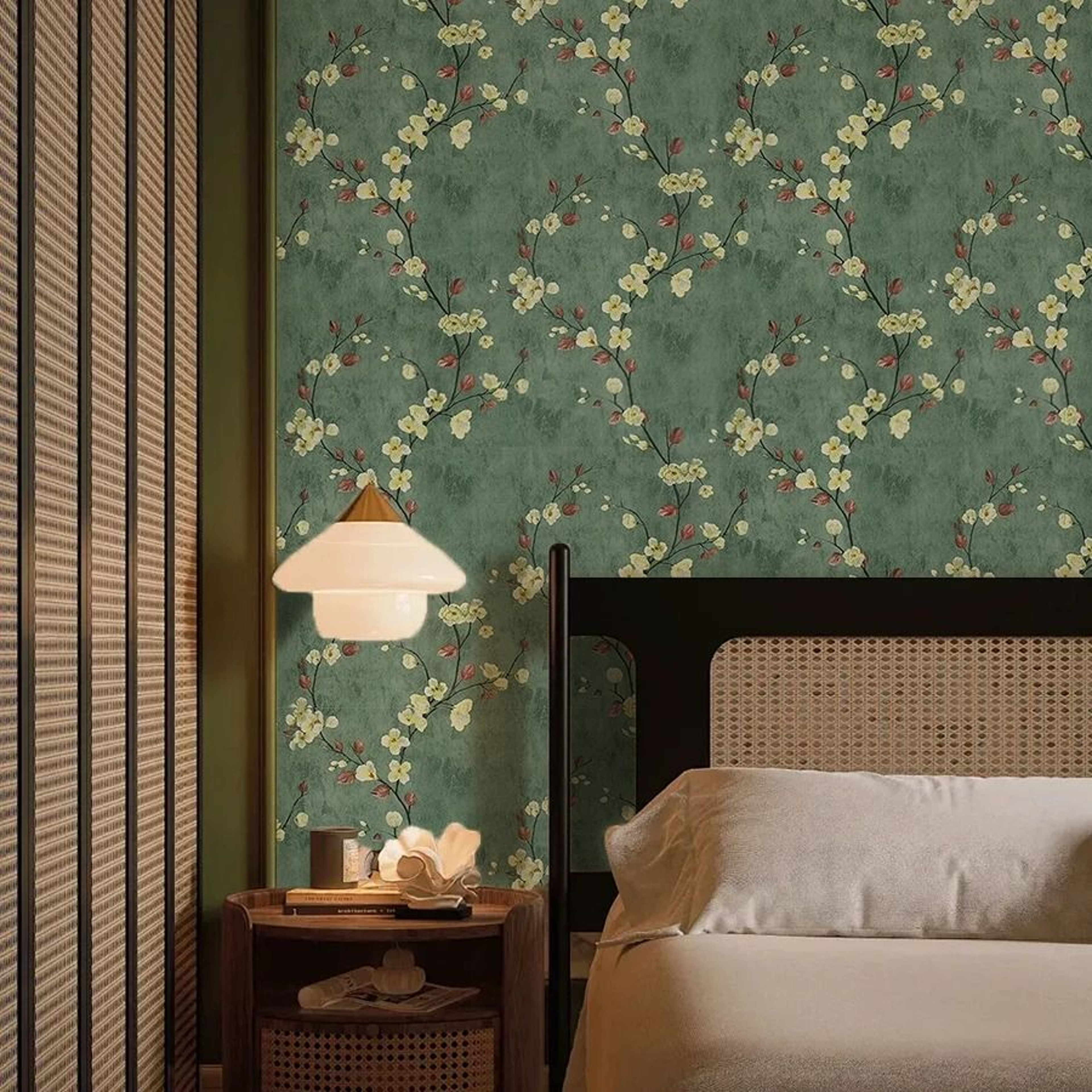 Dark Green Floral  Botanical Relief SelfAdhesive Wallpaper Roll 3