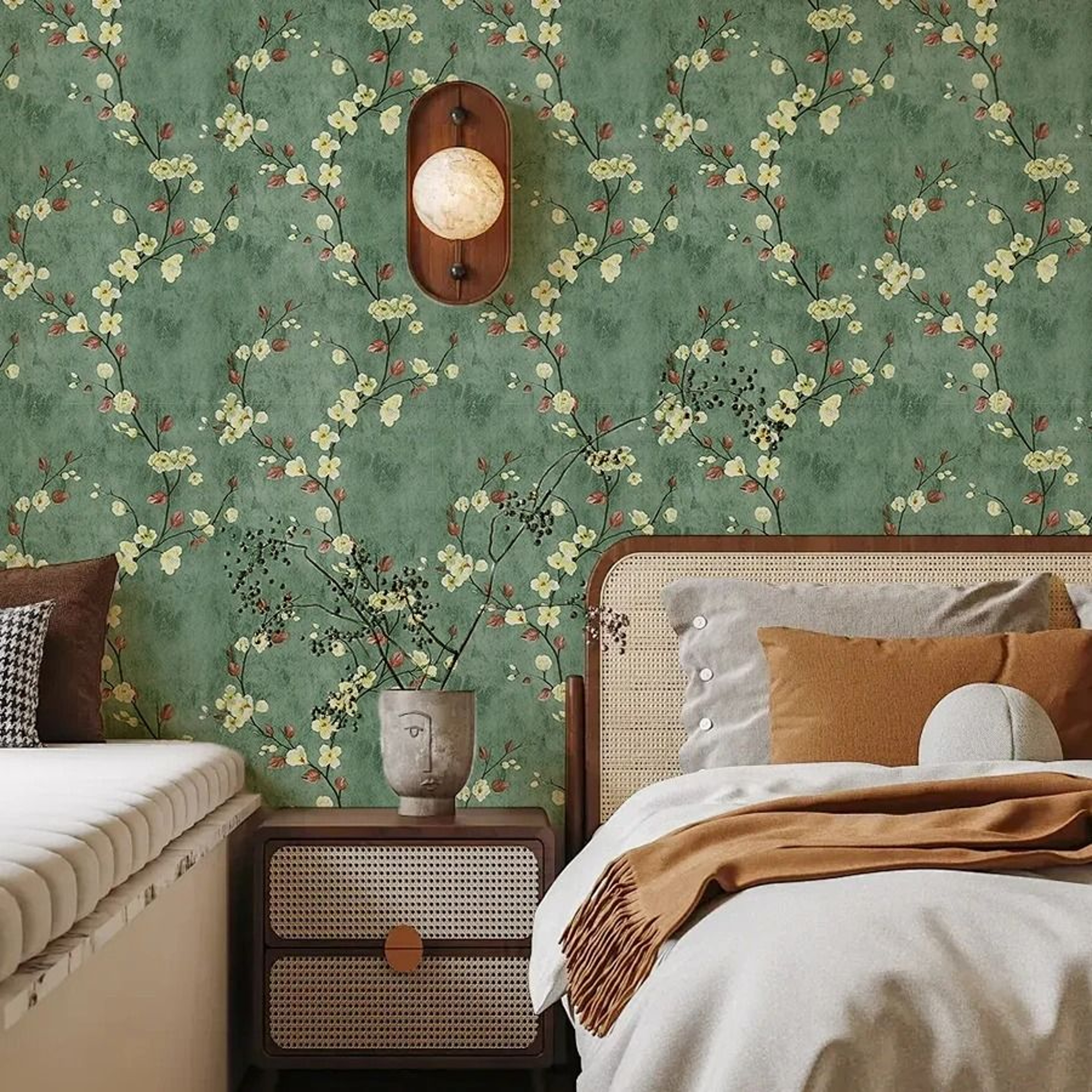 Dark Green Floral  Botanical Relief SelfAdhesive Wallpaper Roll 5