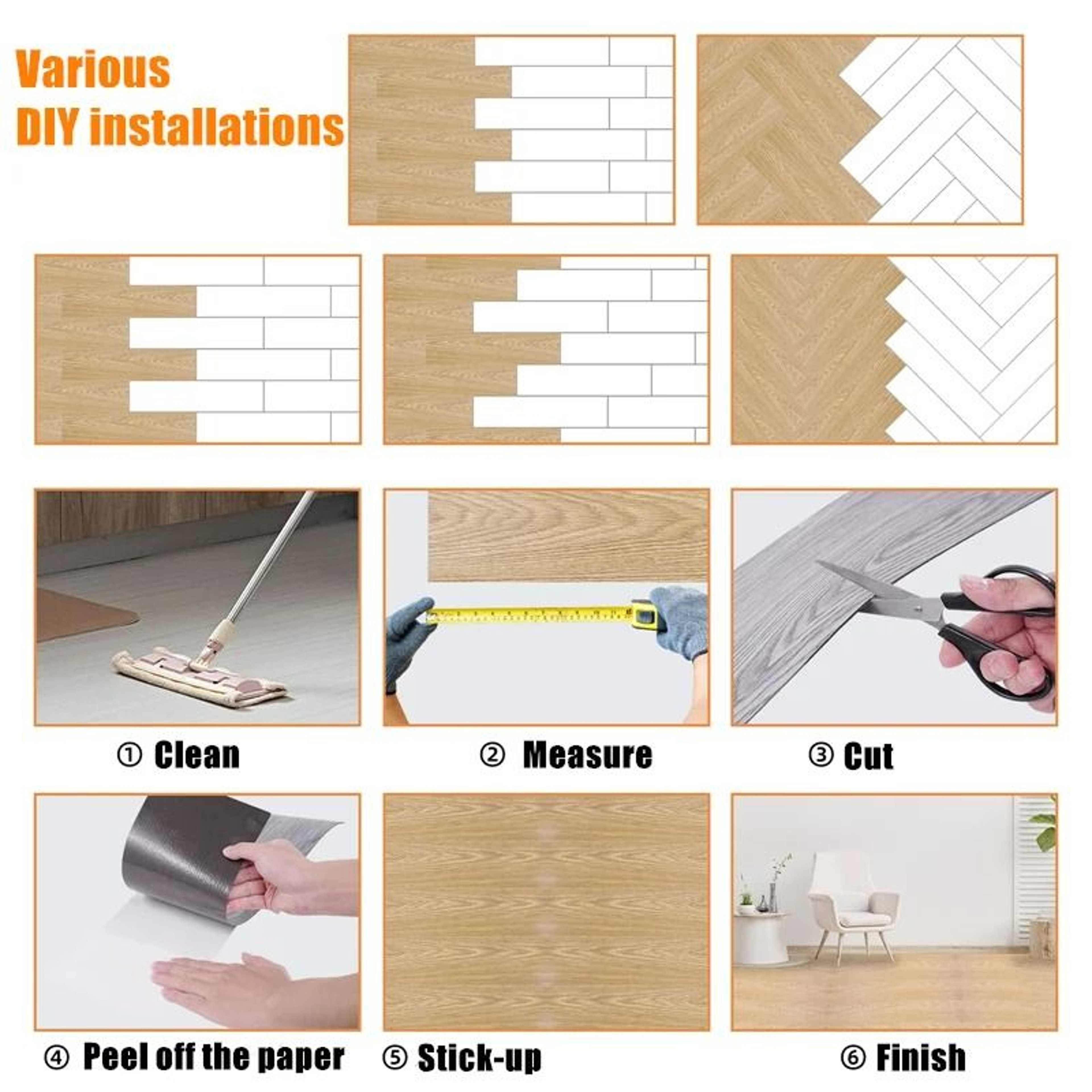 32Piece SelfAdhesive WoodGrain Vinyl Flooring Planks 3