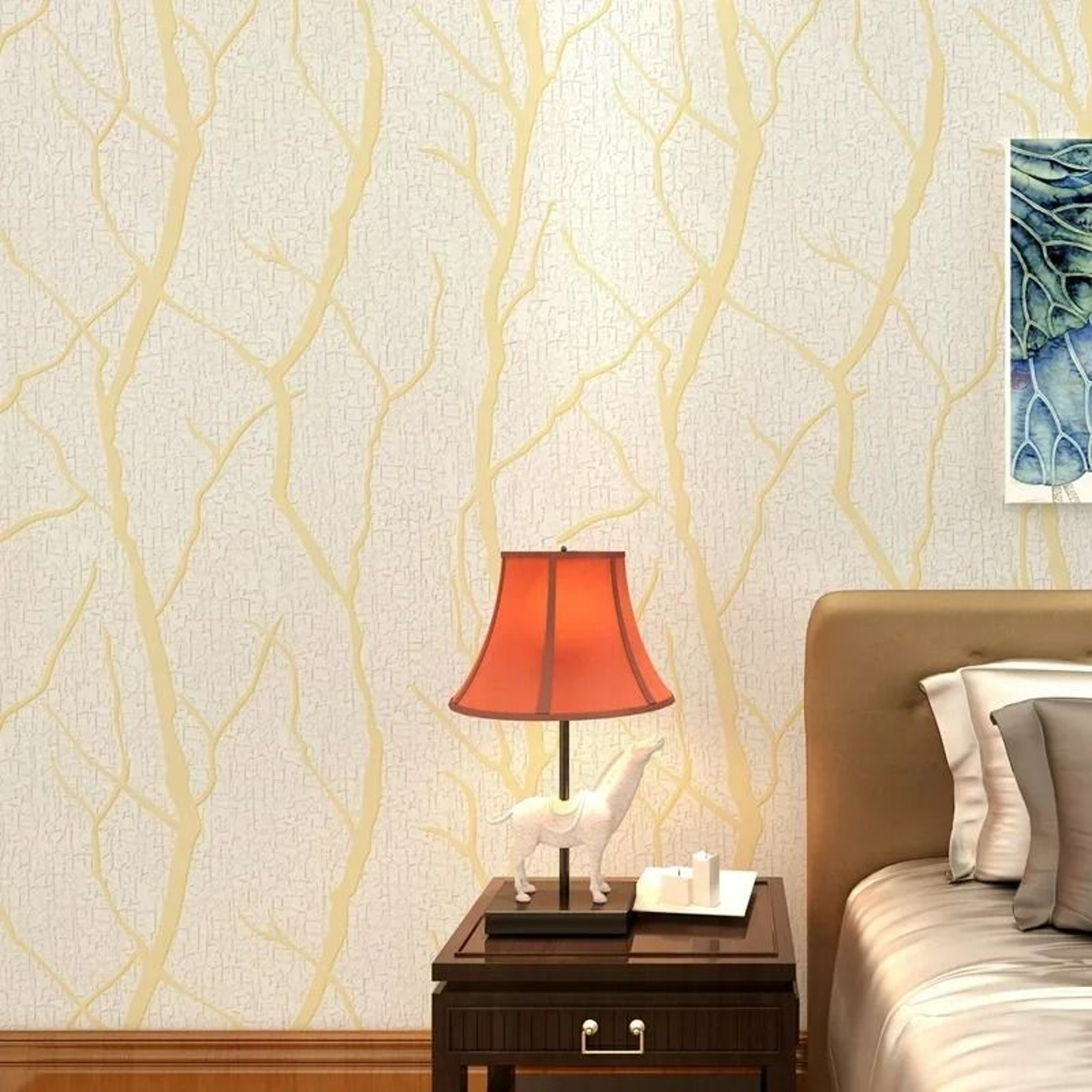 Modern Minimalist Line Deerskin Velvet NonWoven Wallpaper Roll 2
