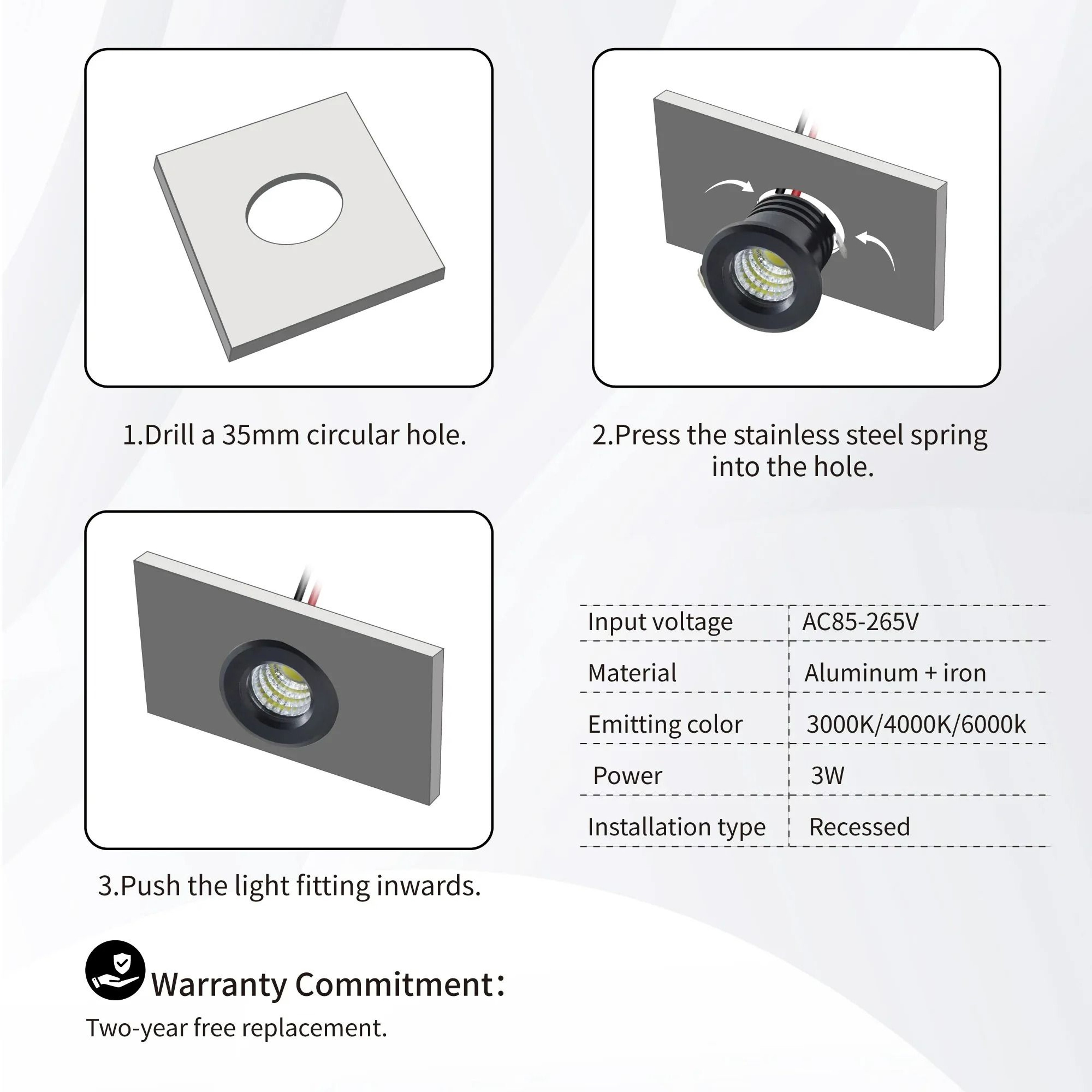 Mini COB LED Spotlight  Recessed Cabinet Downlight 4