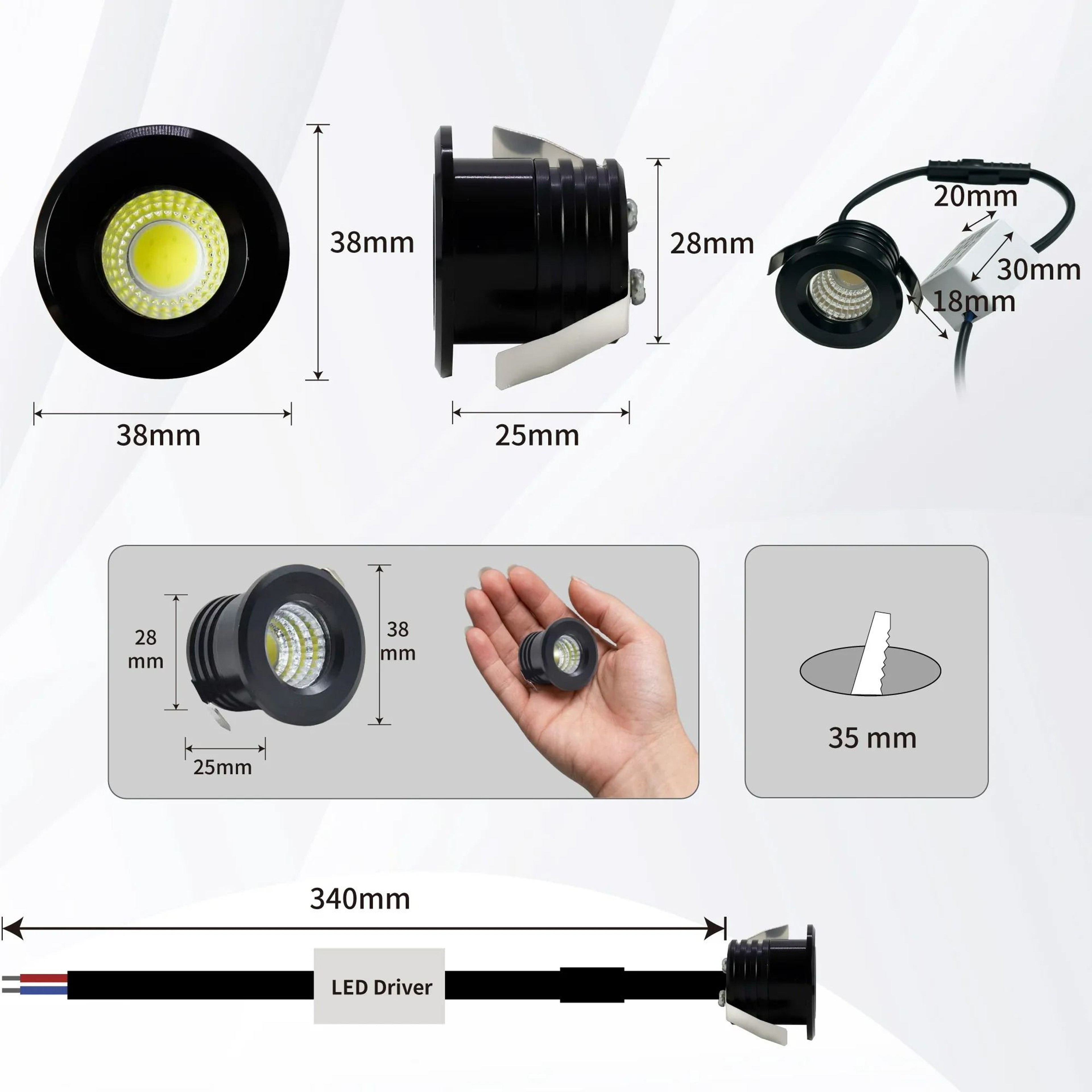 Mini COB LED Spotlight  Recessed Cabinet Downlight 2