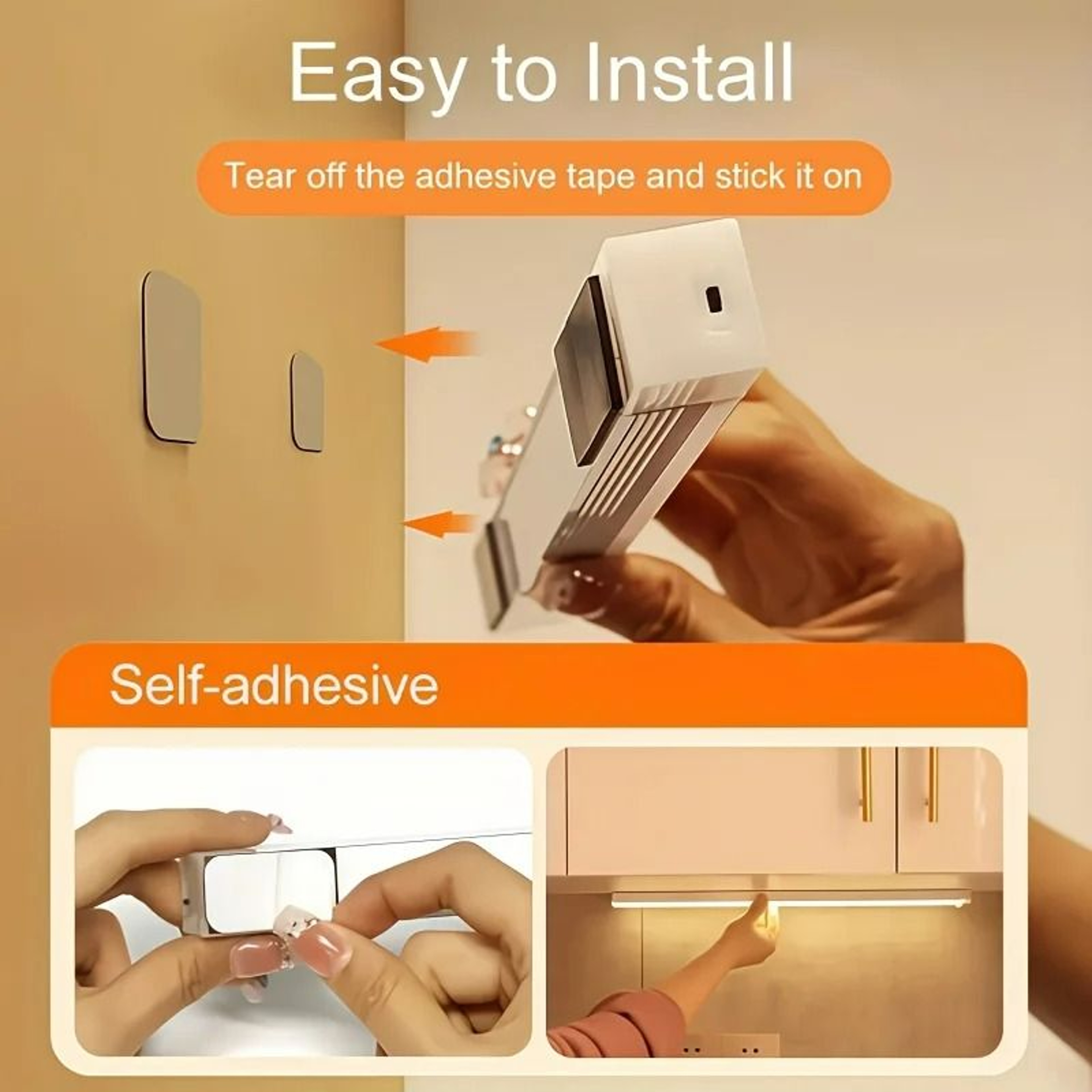 6Pack Smart Motion Sensor USB Rechargeable LED Night Light Set 5