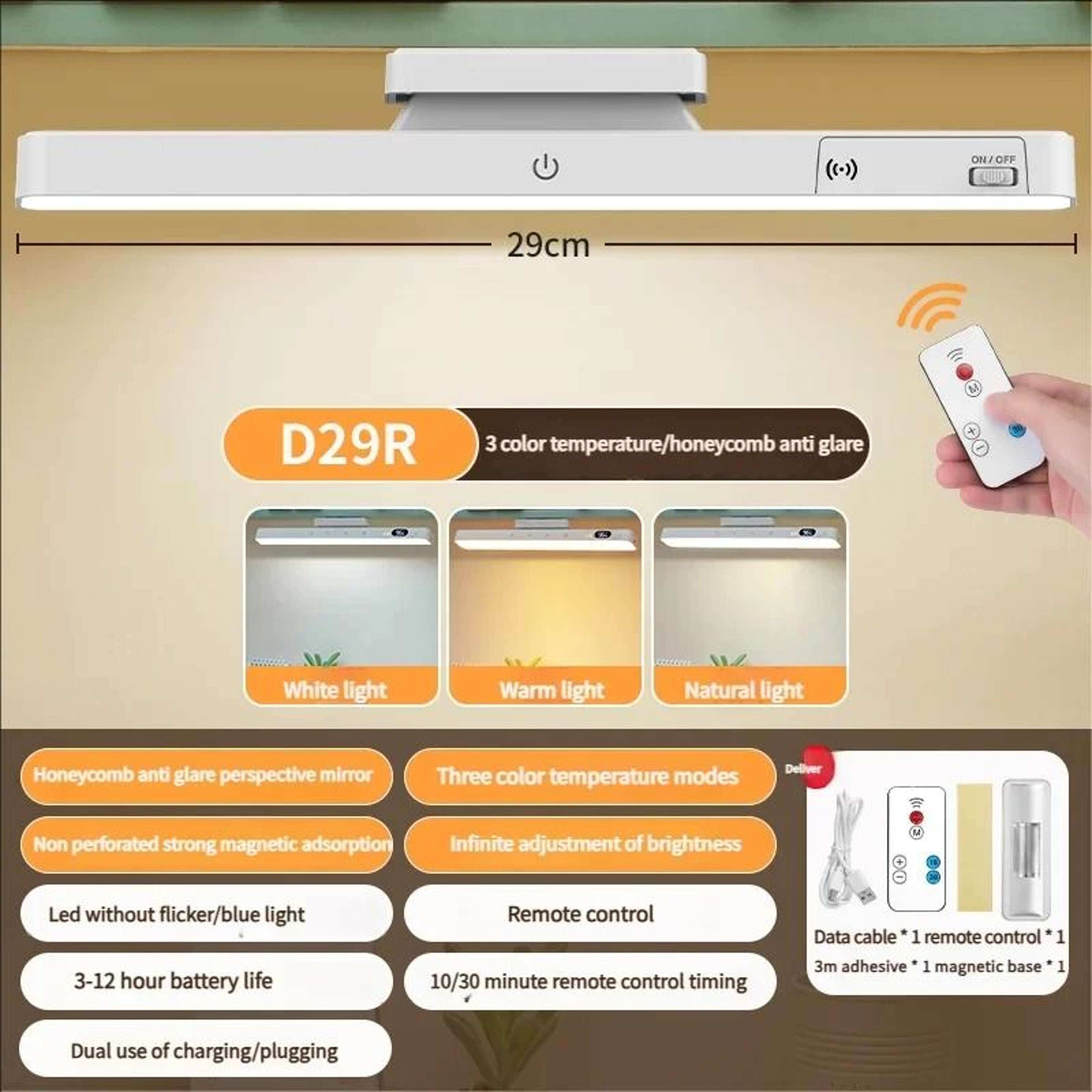 Rechargeable Magnetic Touch Control LED Desk  Cabinet Lamp 7