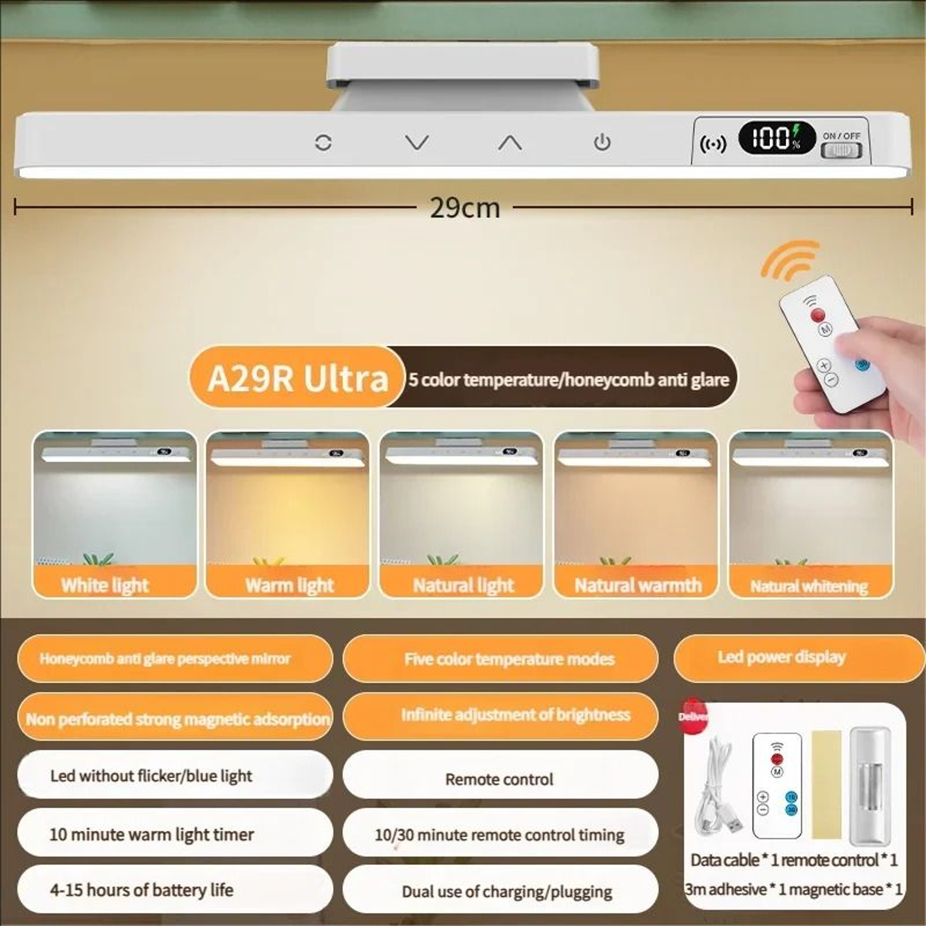 Rechargeable Magnetic Touch Control LED Desk  Cabinet Lamp 8