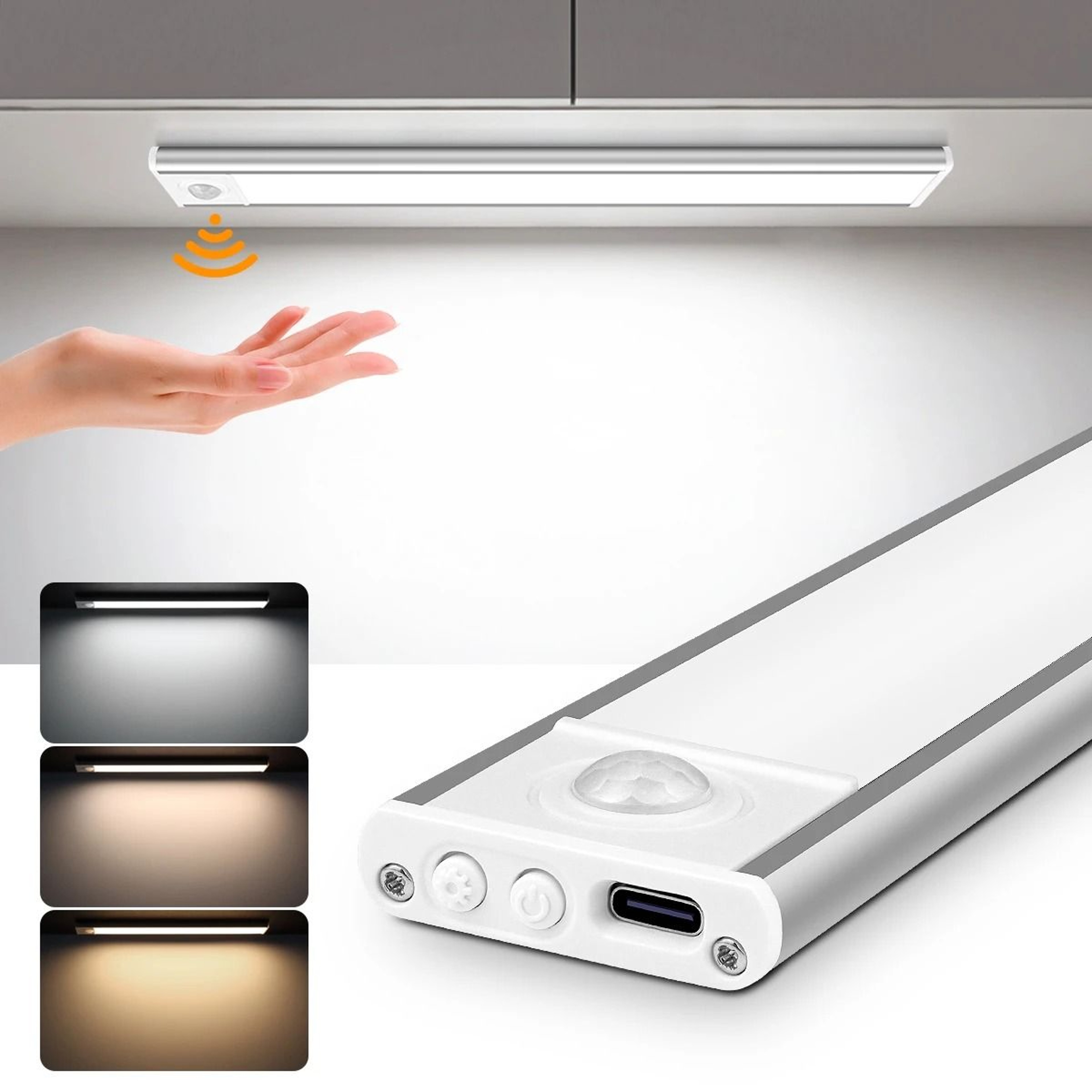 UltraThin 3Color Rechargeable Motion Sensor Cabinet Light Bar 1