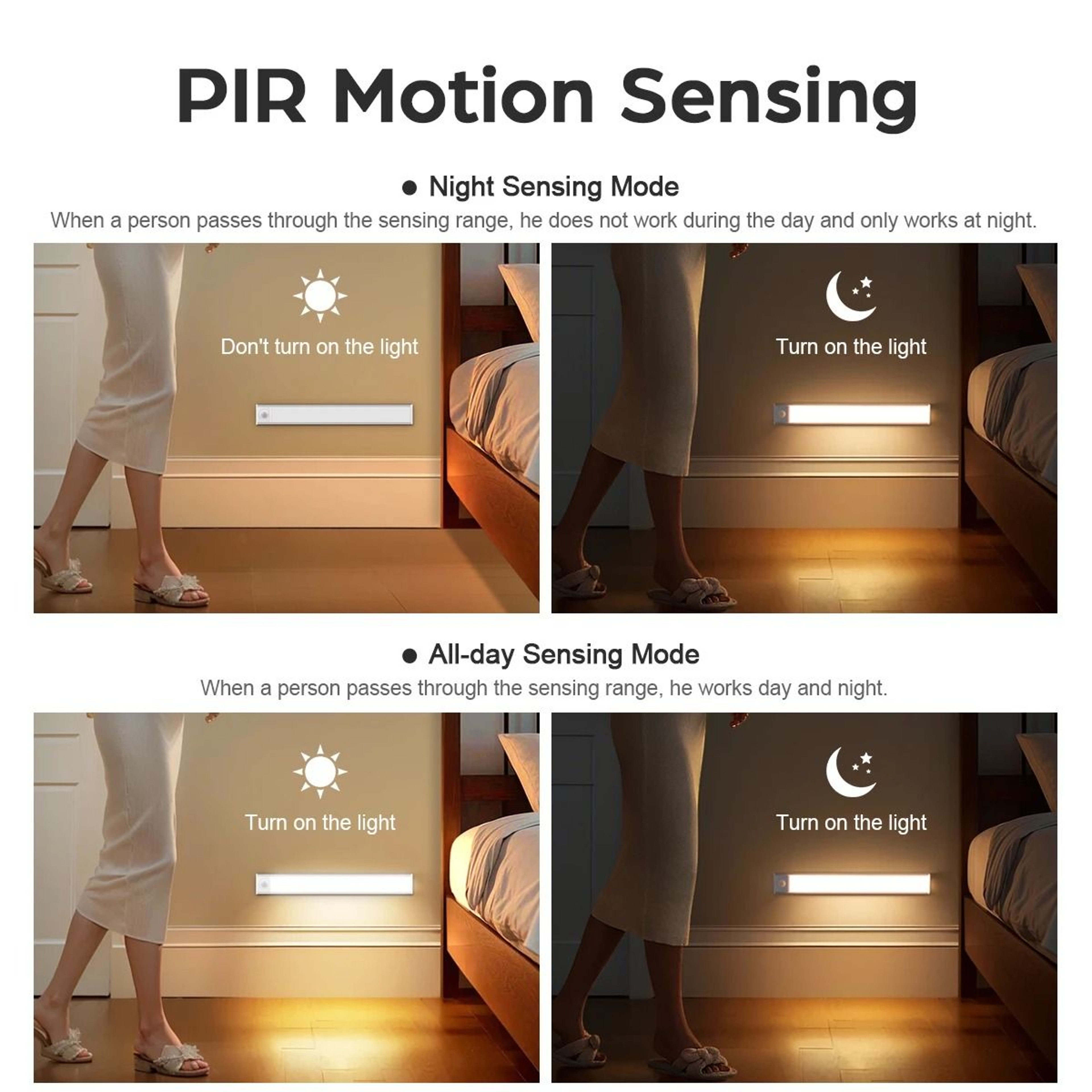 UltraThin 3Color Rechargeable Motion Sensor Cabinet Light Bar 5