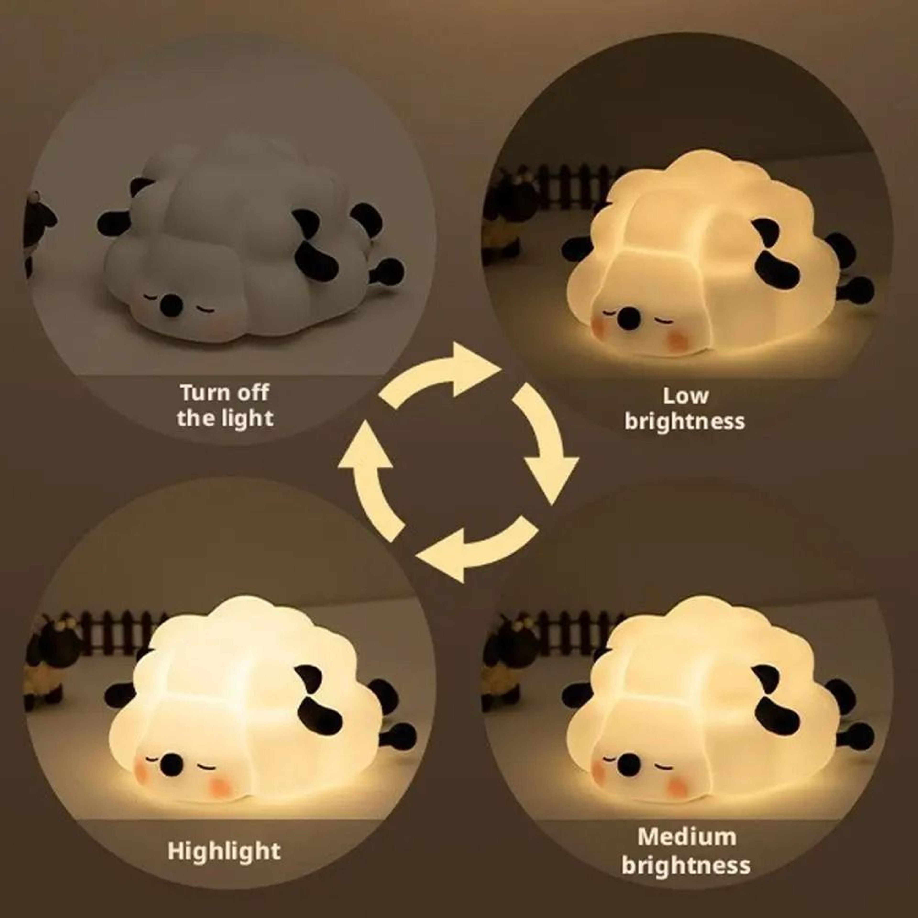 Cute Big Face Rabbit Soft Silicone LED Night Light 3