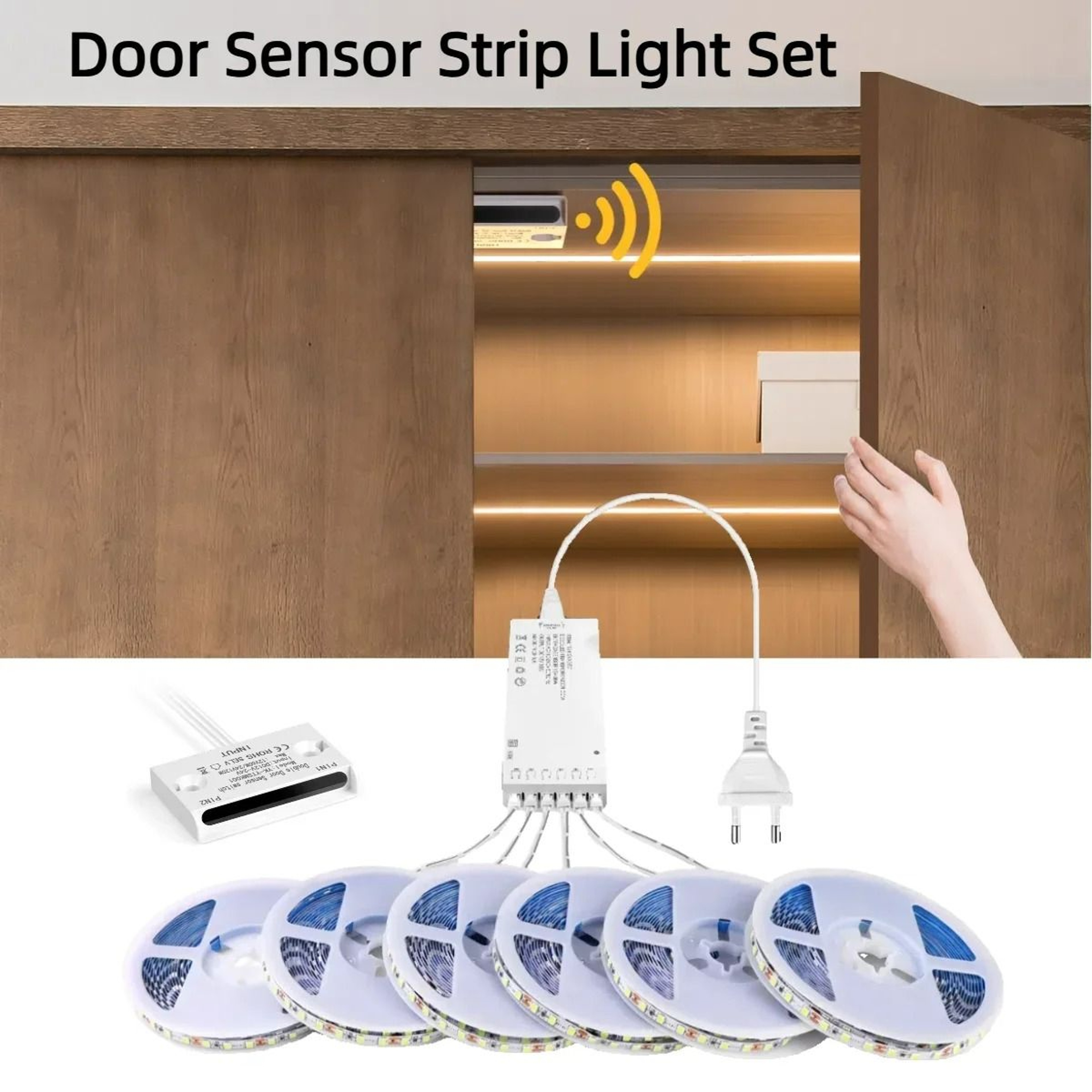 5Piece LED Strip Set With Smart Door Sensor Switch 1
