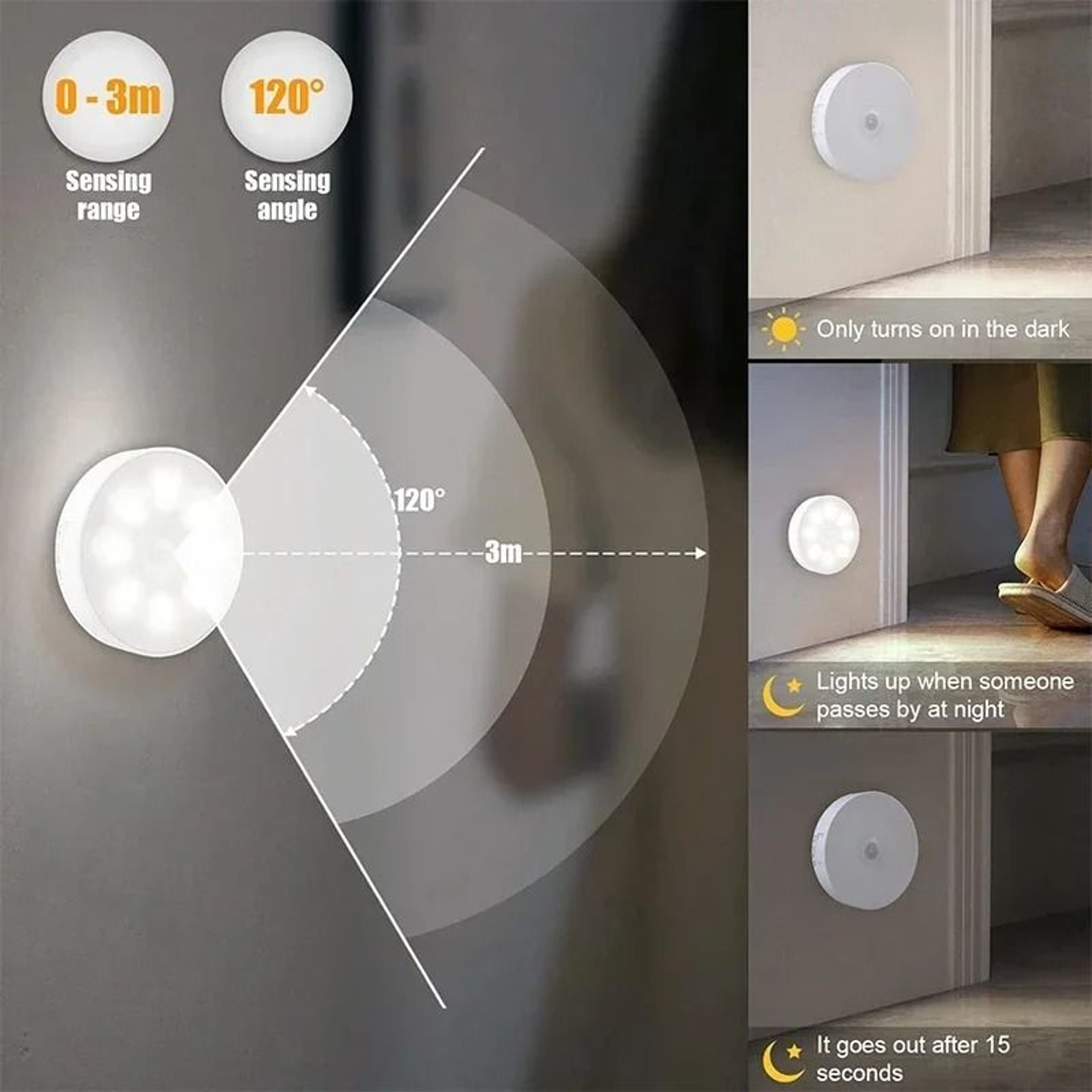 Rechargeable Motion Sensor Puck Lights With 3 Color Temperatures 6 Pack 2