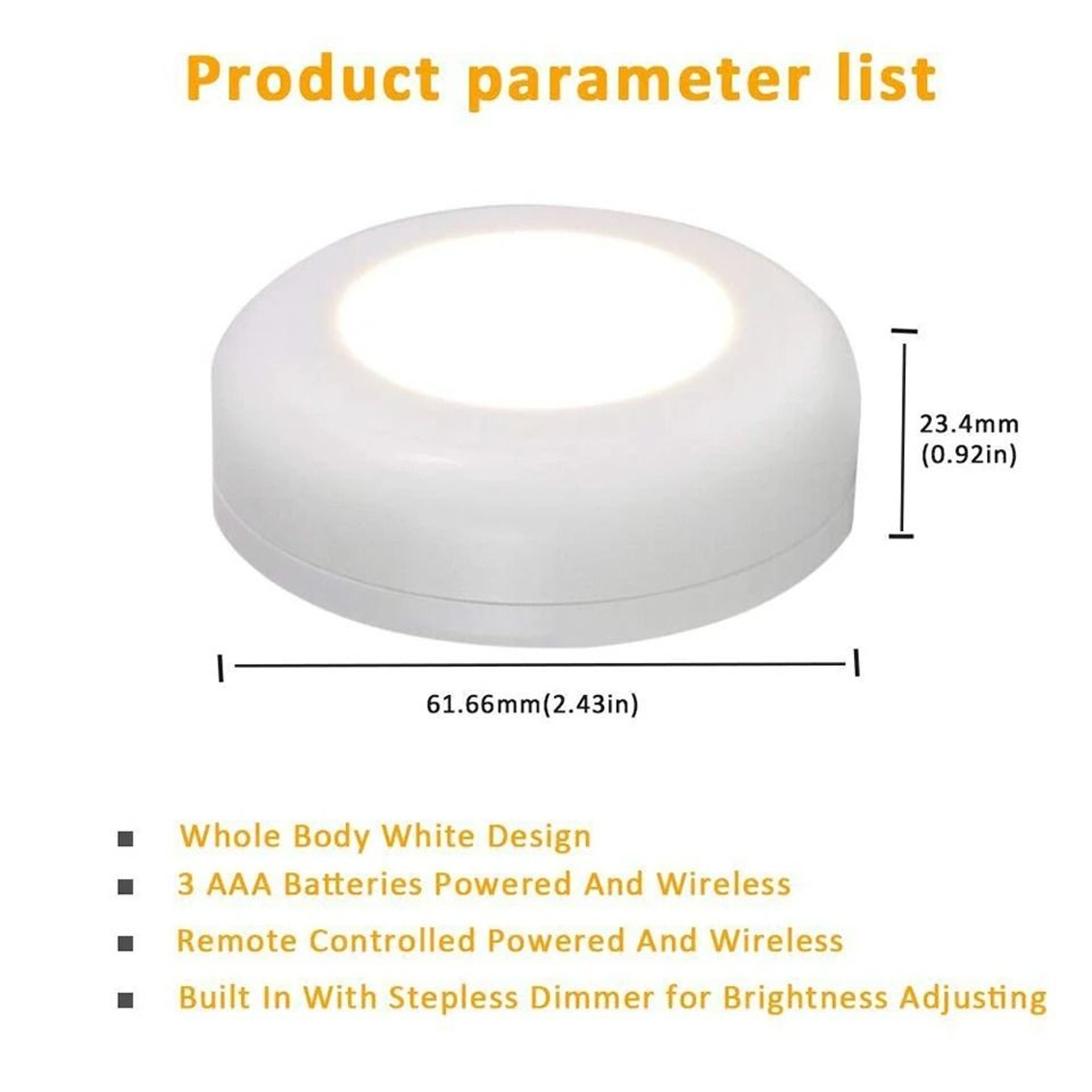Wireless LED Puck Lights With Remote Control 3 Pack 1