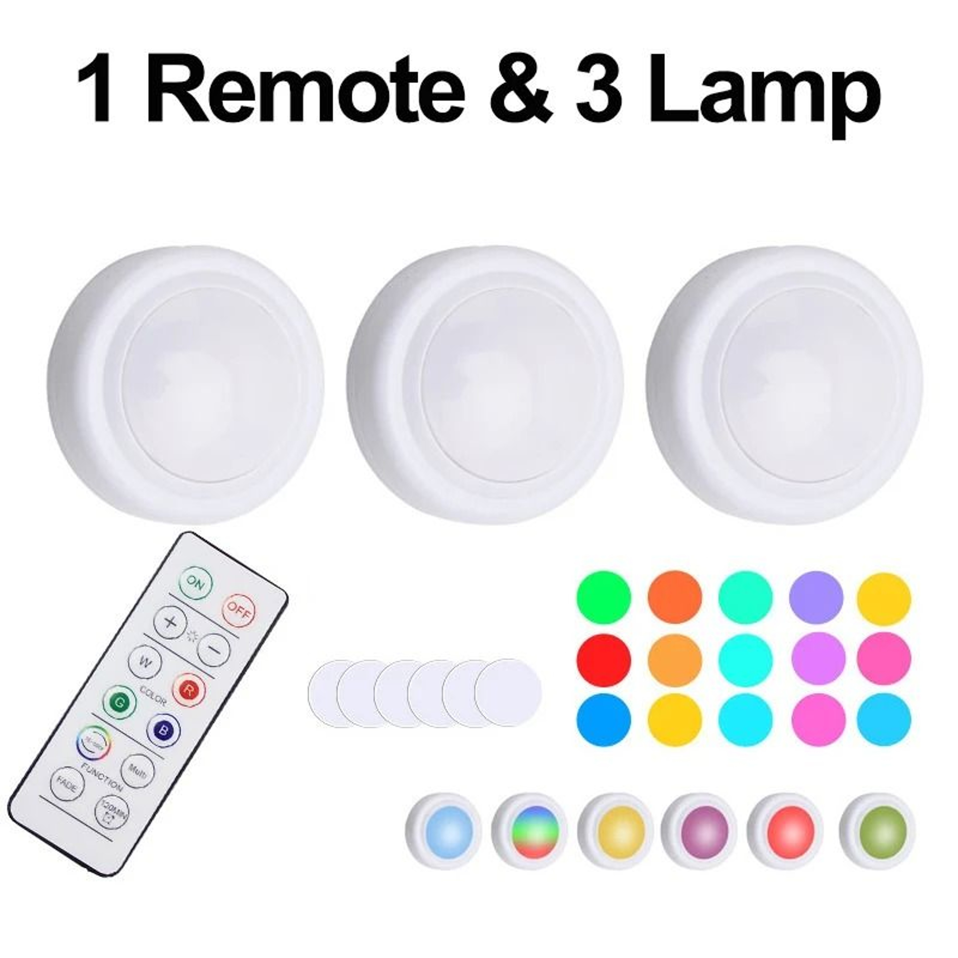 Wireless ColorChanging LED Puck Lights With Remote Control 3 Pack 6