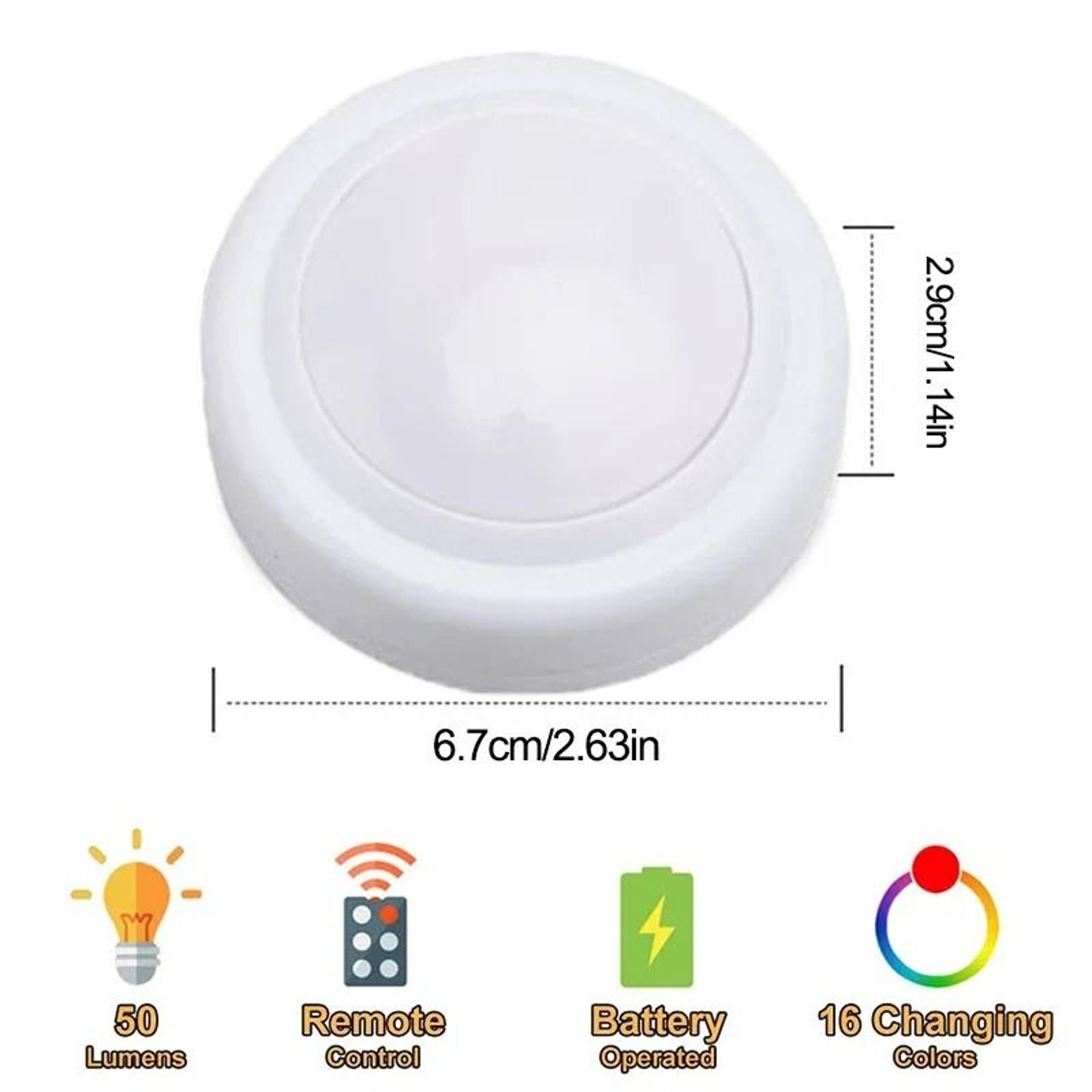 Wireless ColorChanging LED Puck Lights With Remote Control 3 Pack 5